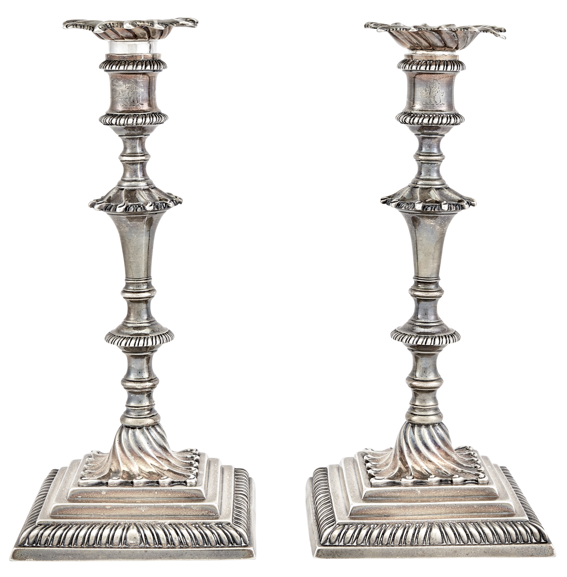 Lot image - Pair of George III Sterling Silver Candlesticks