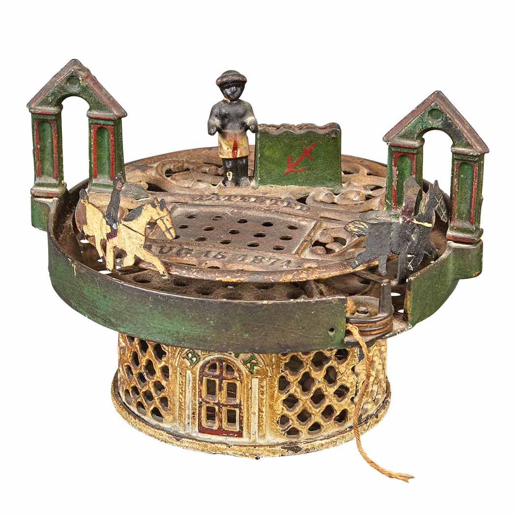 Lot image - Horse Race Metal Bank Straight Base