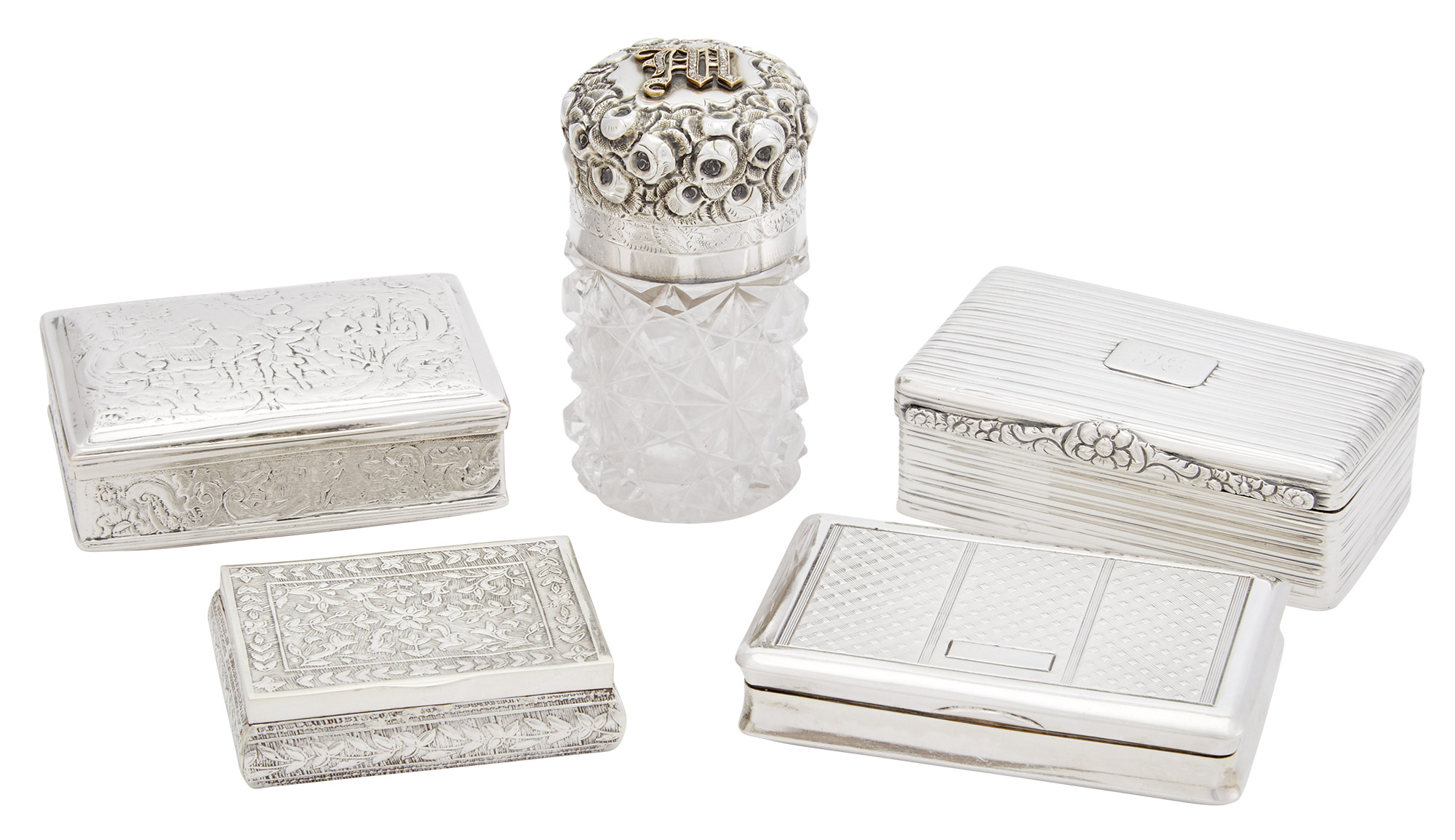 Lot image - Group of Four English and Continental Snuff Boxes