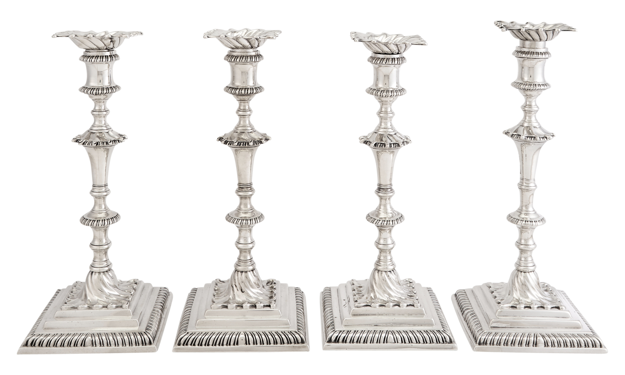 Lot image - Set of Six George III Sterling Silver Candlesticks