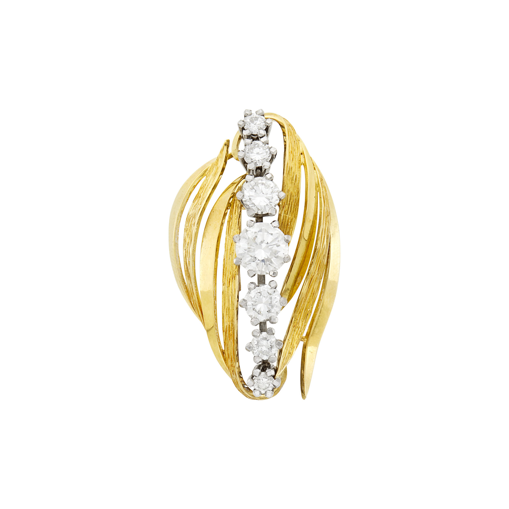 Lot image - Two-Color Gold and Diamond Brooch