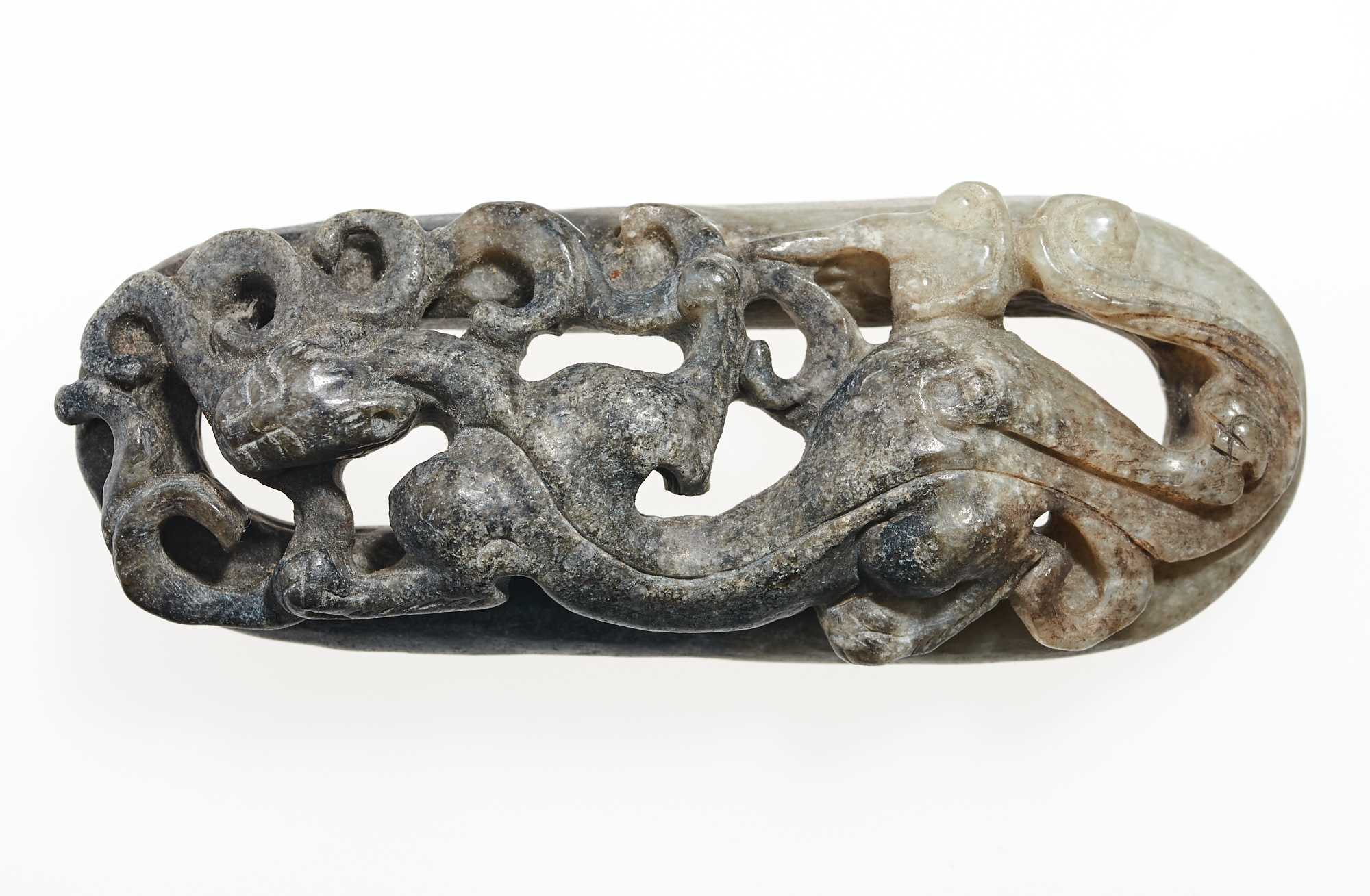 Lot image - A Chinese Grey and White Jade Plaque