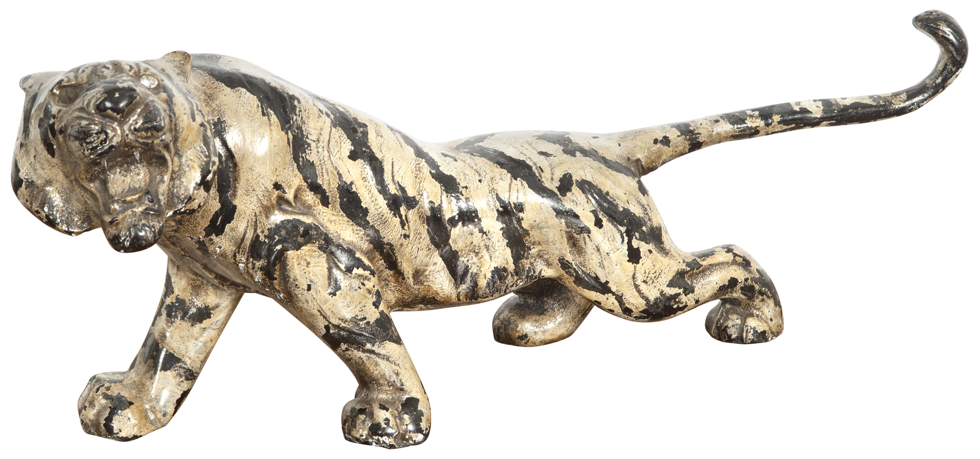 Lot image - Painted Cast-Metal Figure of a Tiger