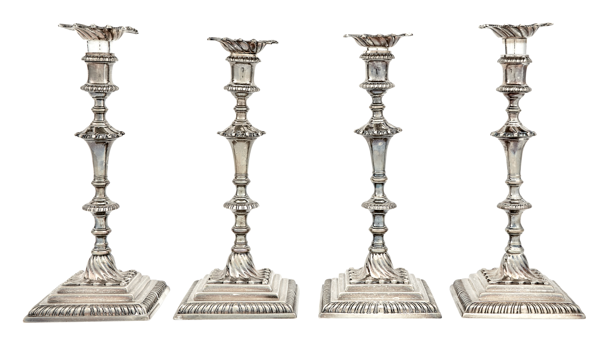 Lot image - Set of Four George III Sterling Silver Candlesticks