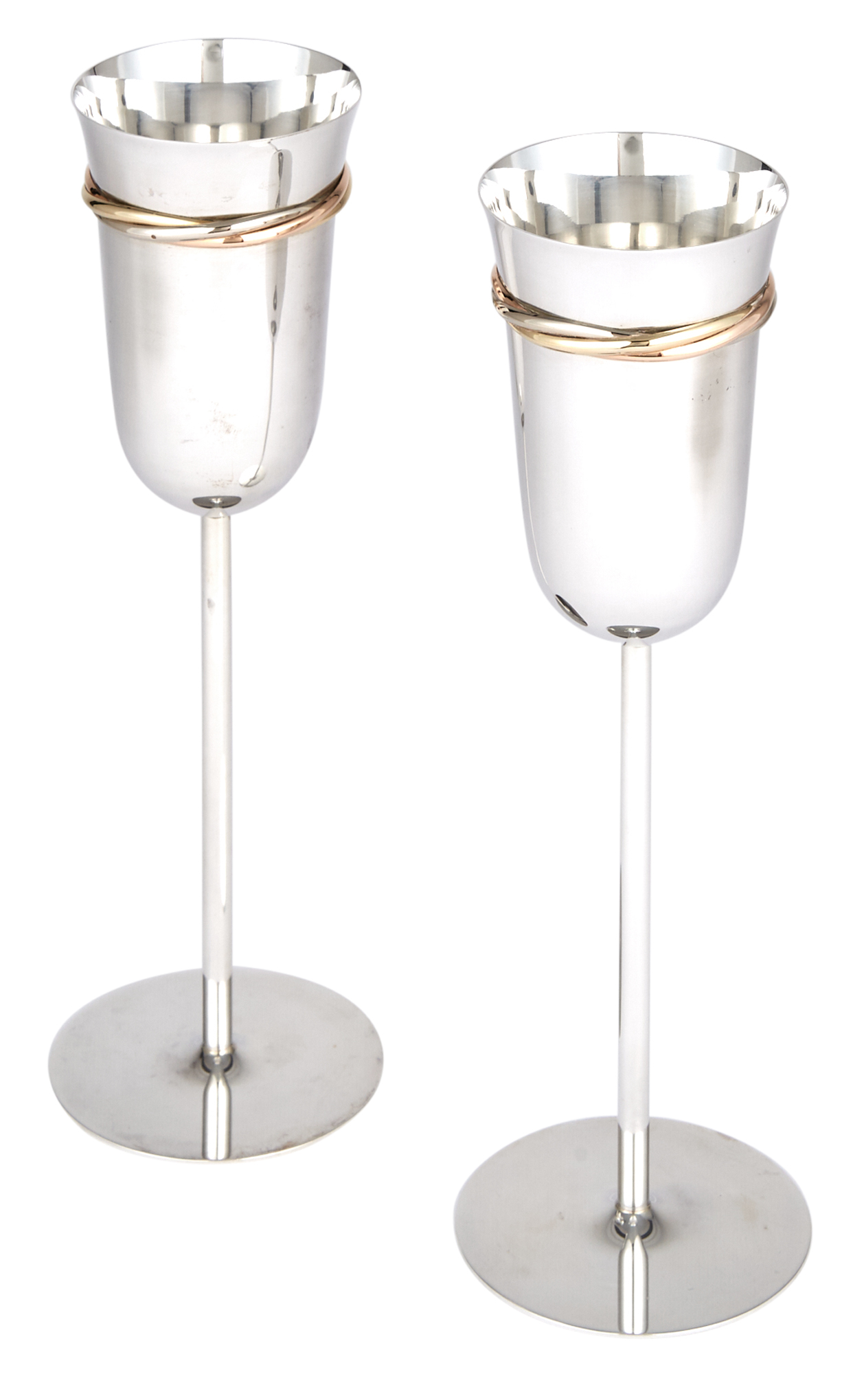 Lot image - Cased Pair of Cartier Sterling Silver and Parcel-Gilt Hanap