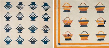 Lot image - Applique Basket Quilt; Together with a Basket Quilt