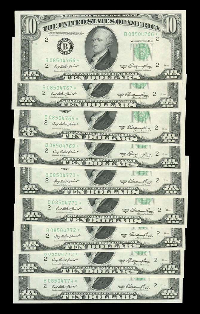 Lot image - United States 1950A $10 Federal Reserve Star Notes KM 1809