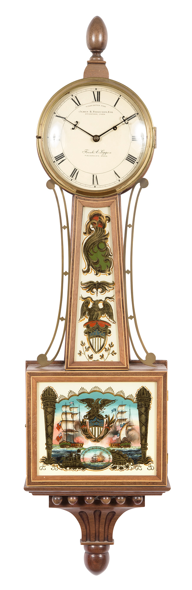 Lot image - Federal Style Inlaid Mahogany and Eglomise Banjo Clock