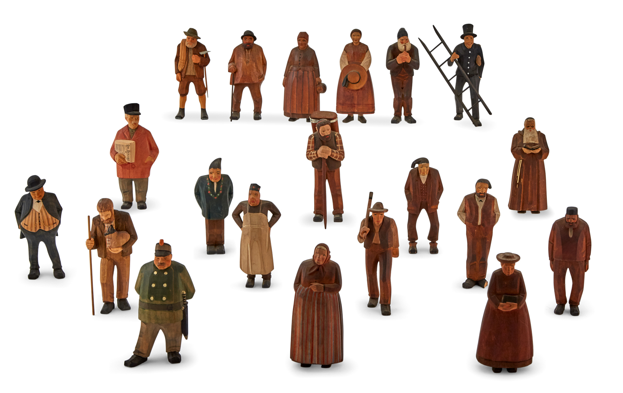 Lot image - Group of Swiss Carved Wood Figures