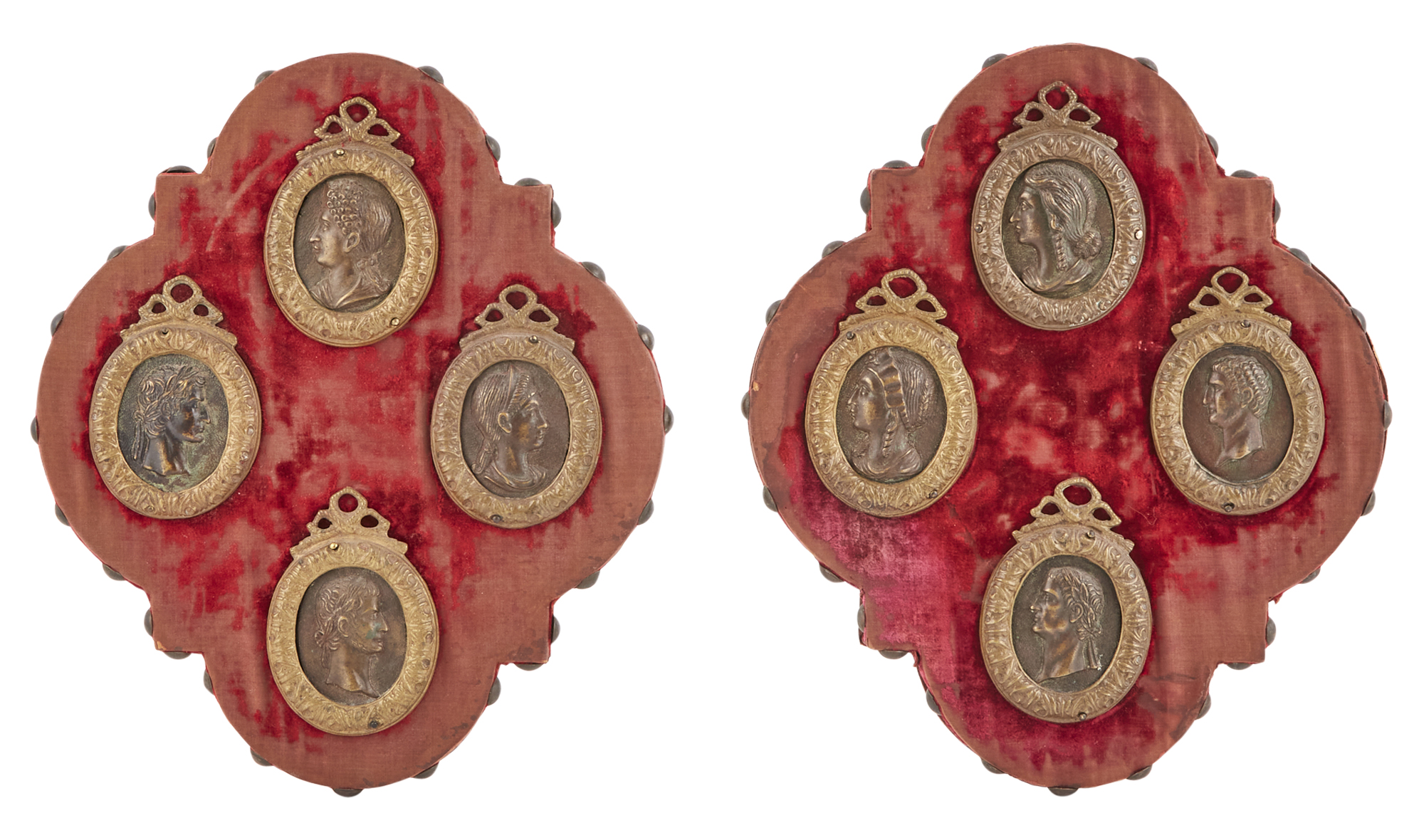 Lot image - Pair of Neoclassical Style Bronze Portrait Medallions