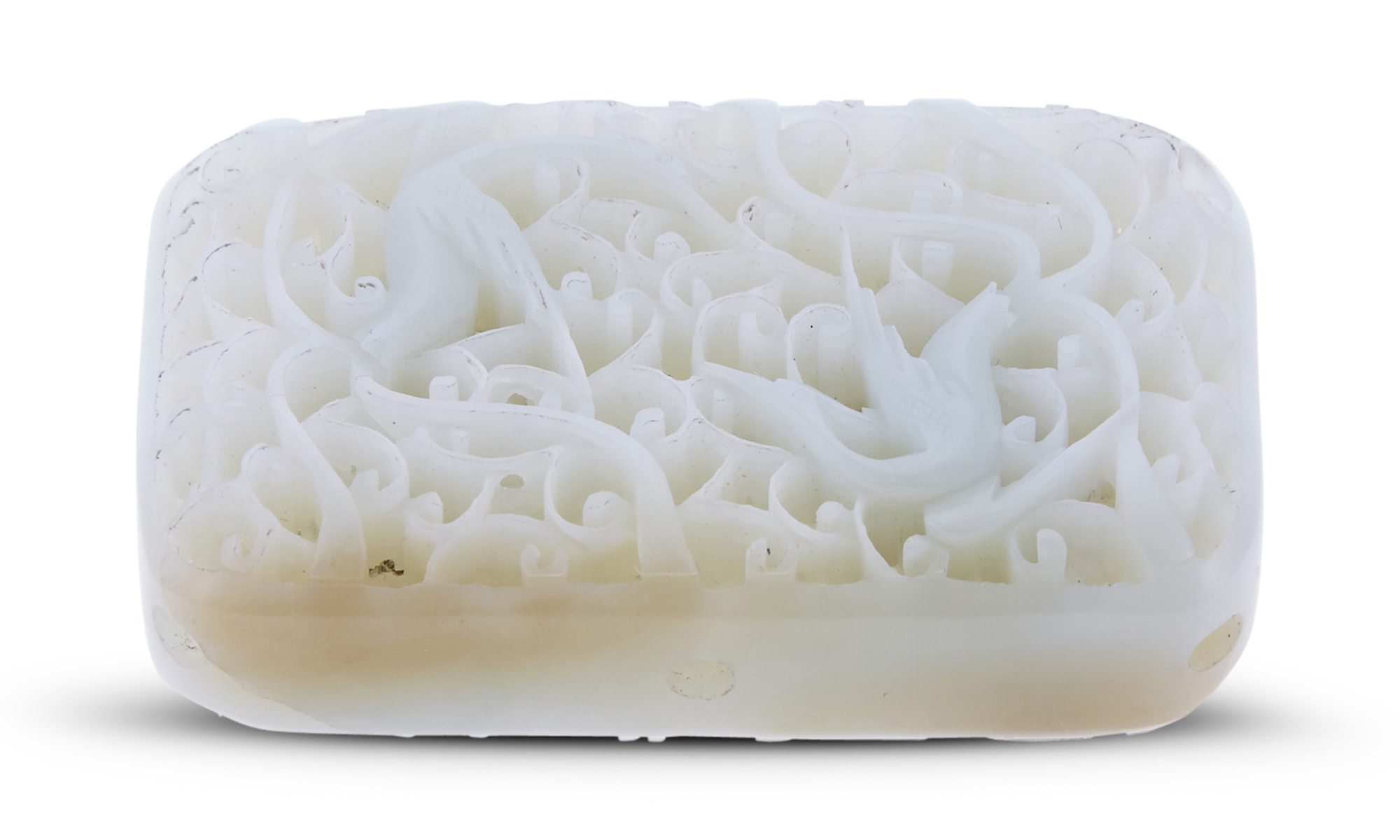 Lot image - A Chinese White Jade Dragon Sachet