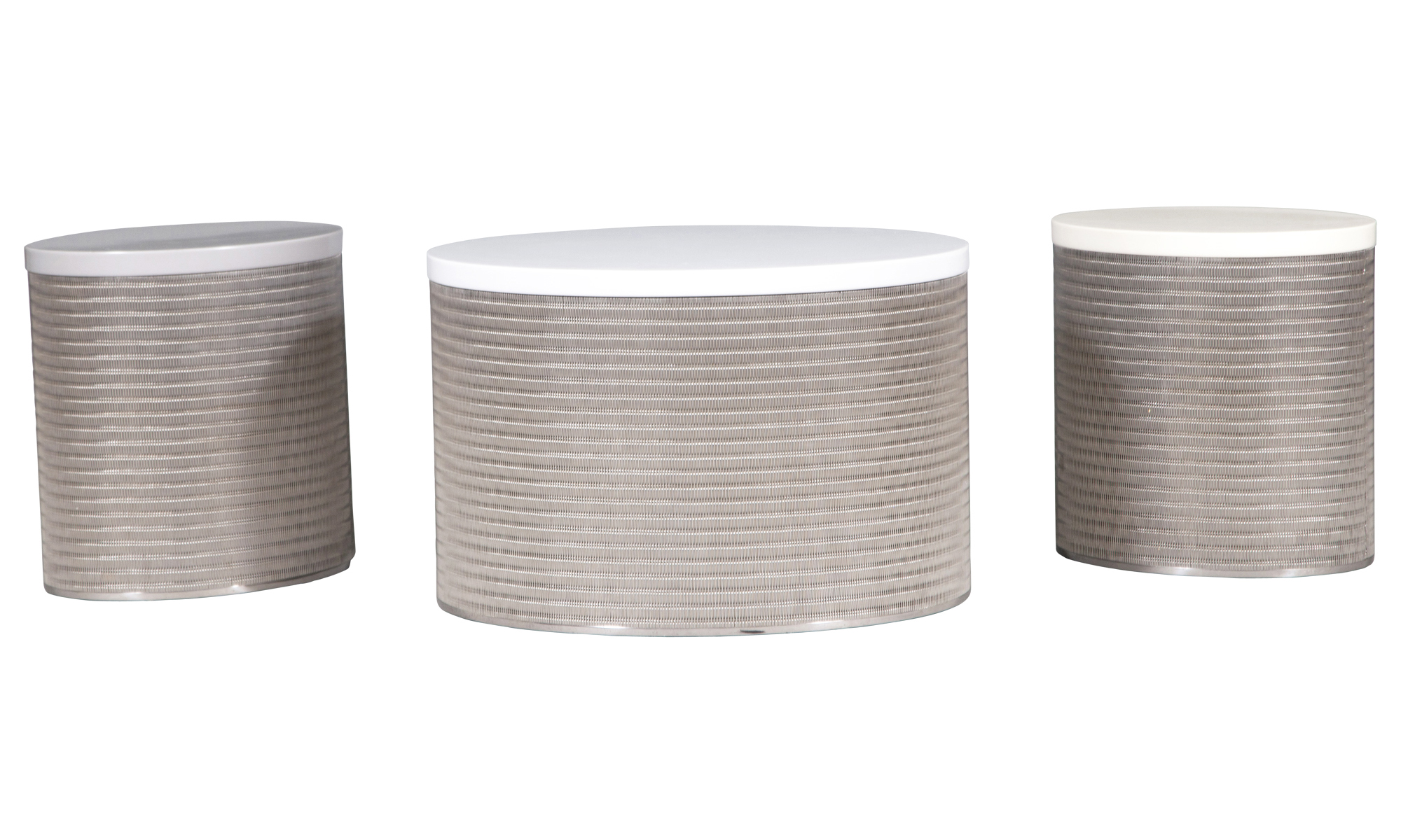 Lot image - Set of Three Martin Szekely Stainless Steel, Mesh and Corian VRGD