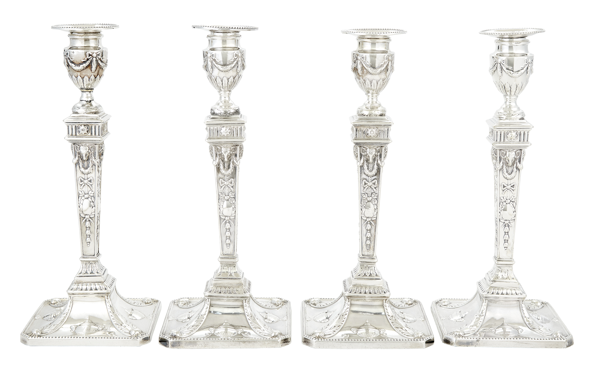 Lot image - Set of Four George III Sterling Silver Candlesticks