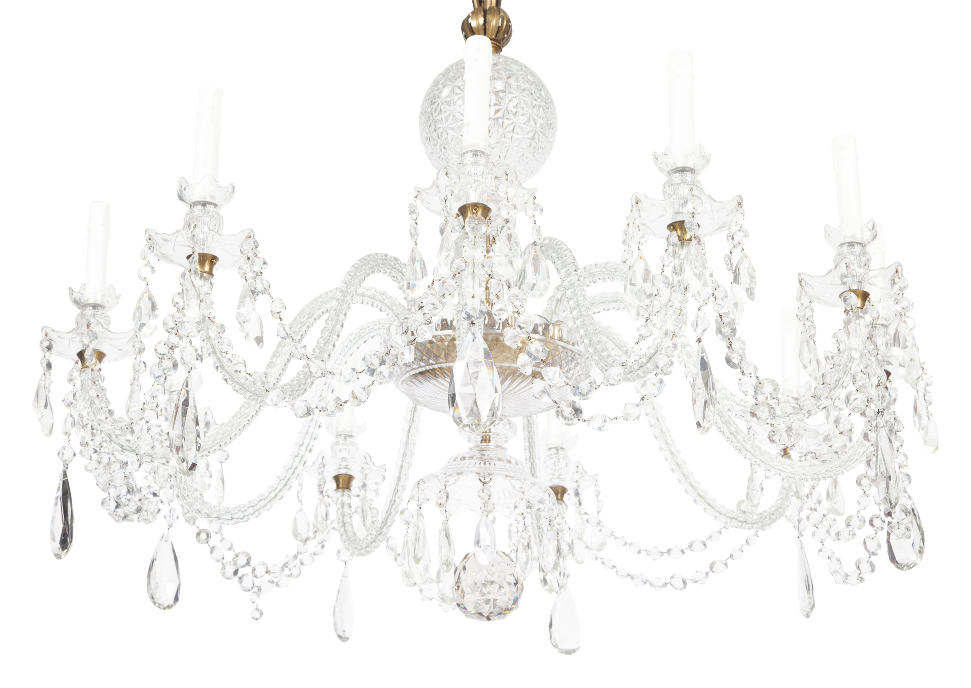 Lot image - George III Style Colorless Cut Glass Ten-Light Chandelier