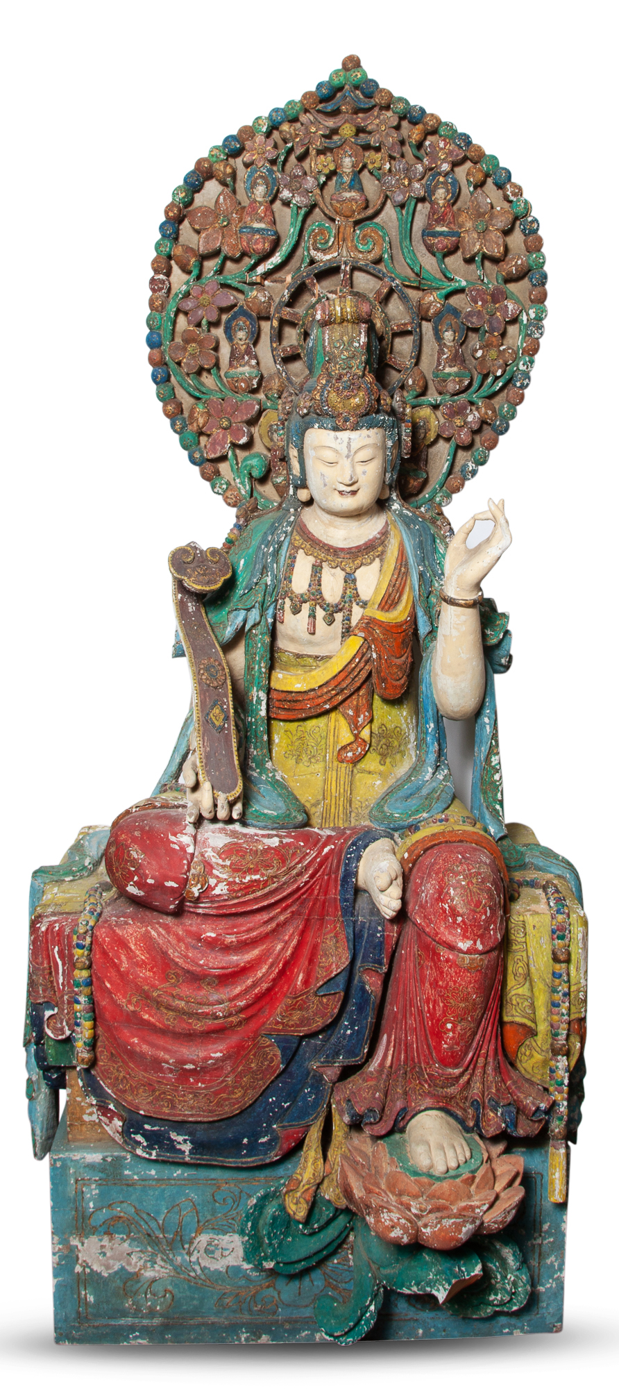 Lot image - A Large Chinese Polychromed Wood Figure of Guanyin
