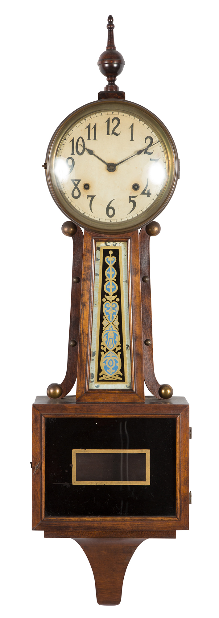 Lot image - American Mahogany and Eglomisé Banjo Clock