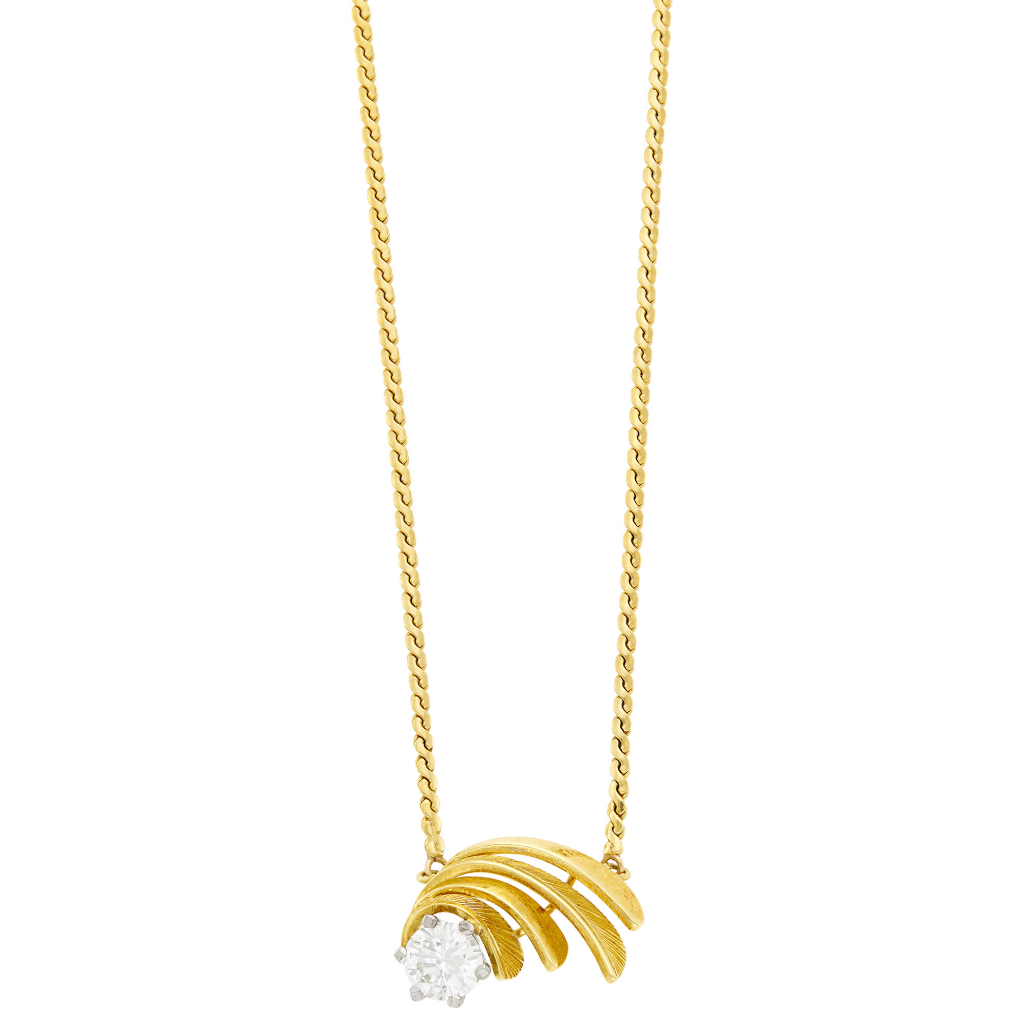 Lot image - Two-Color Gold and Diamond Pendant with Chain Necklace