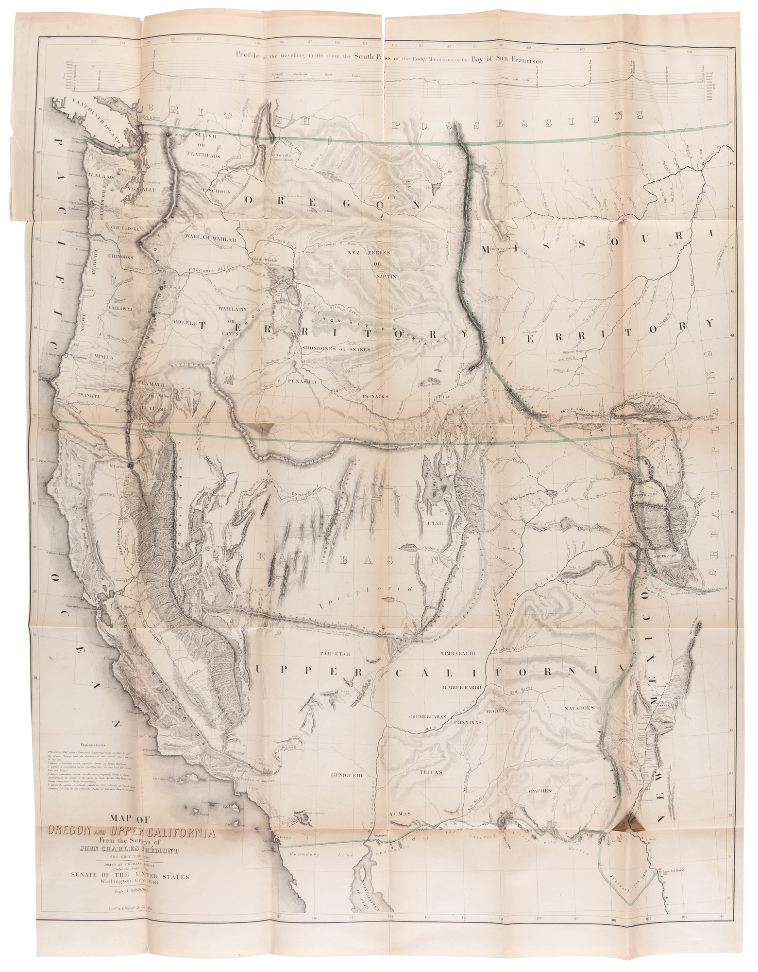 Lot image - [AMERICANA]  FREMONT, JOHN CHARLES. Geographical Memoir Upon Upper California, in Illustration of his Map of Oregon and California ... Addressed to the Senate of the United States.