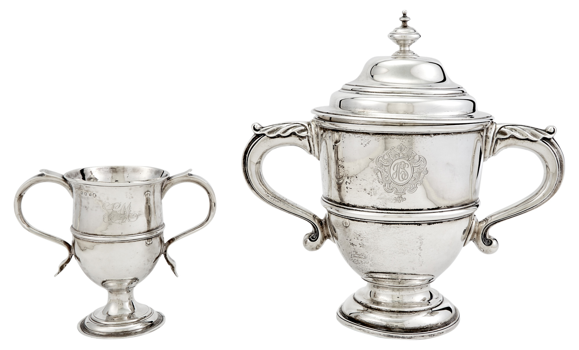 Lot image - Two English Sterling Silver Two-Handled Cups