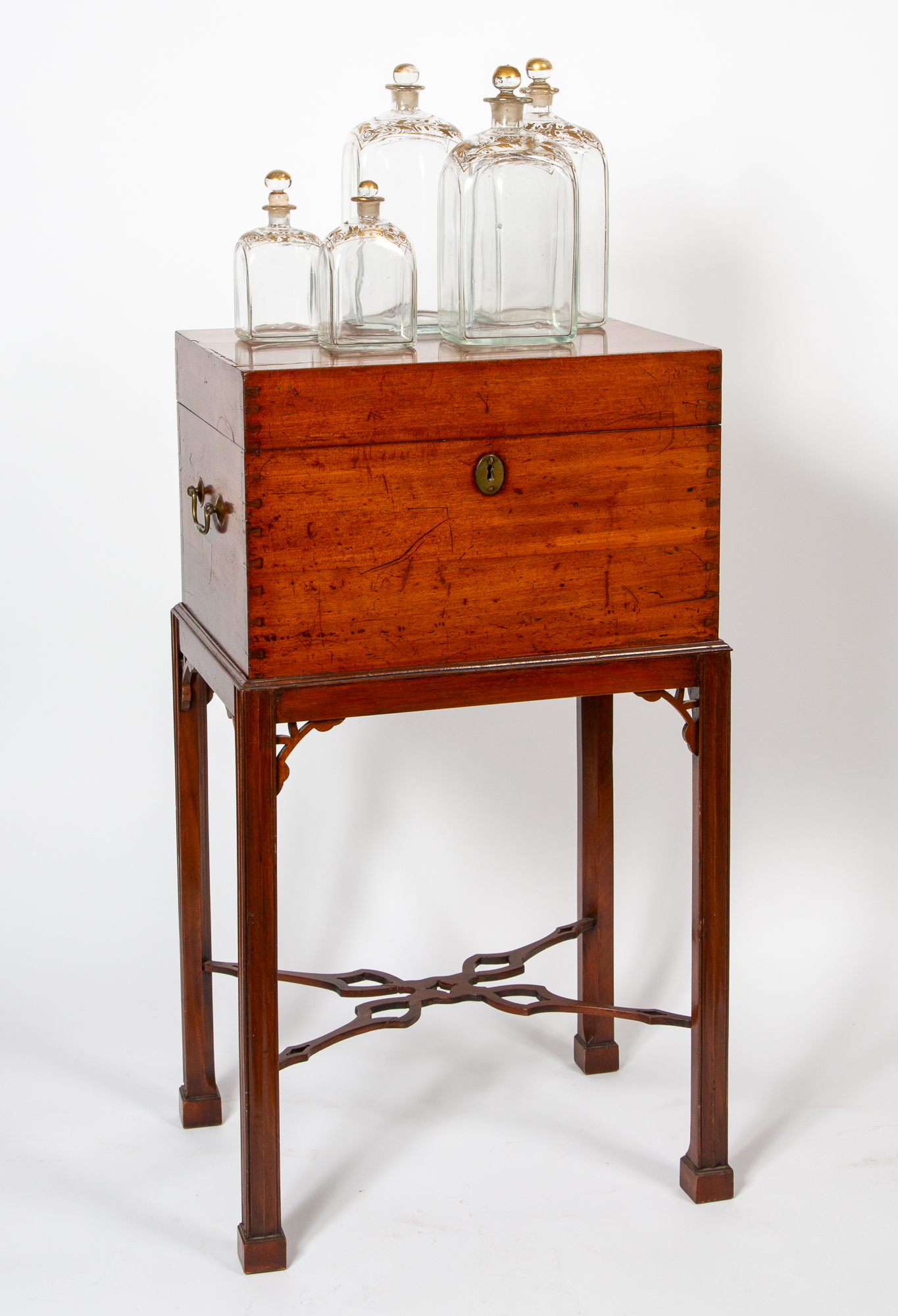 Lot image - English Mahogany Liquor Set on Stand