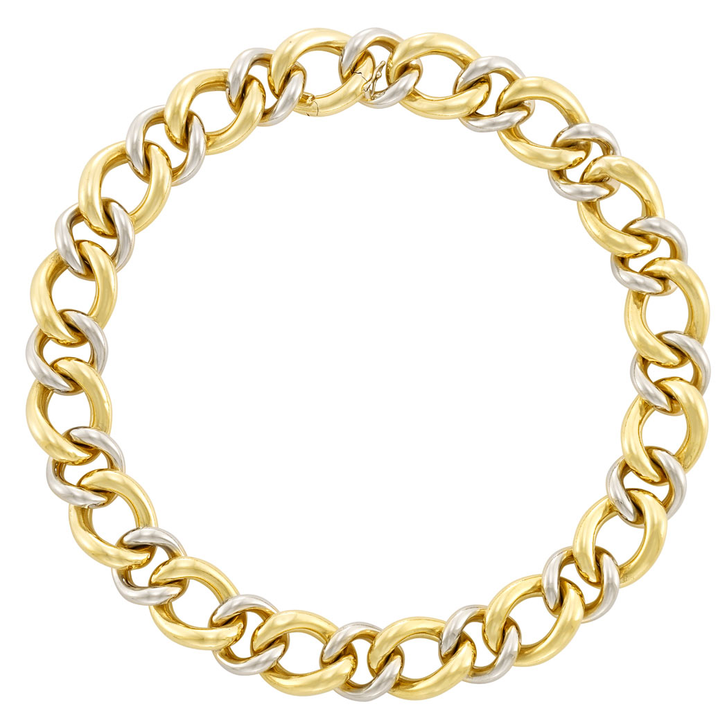 Lot image - Two-Color Gold Link Necklace, Bulgari