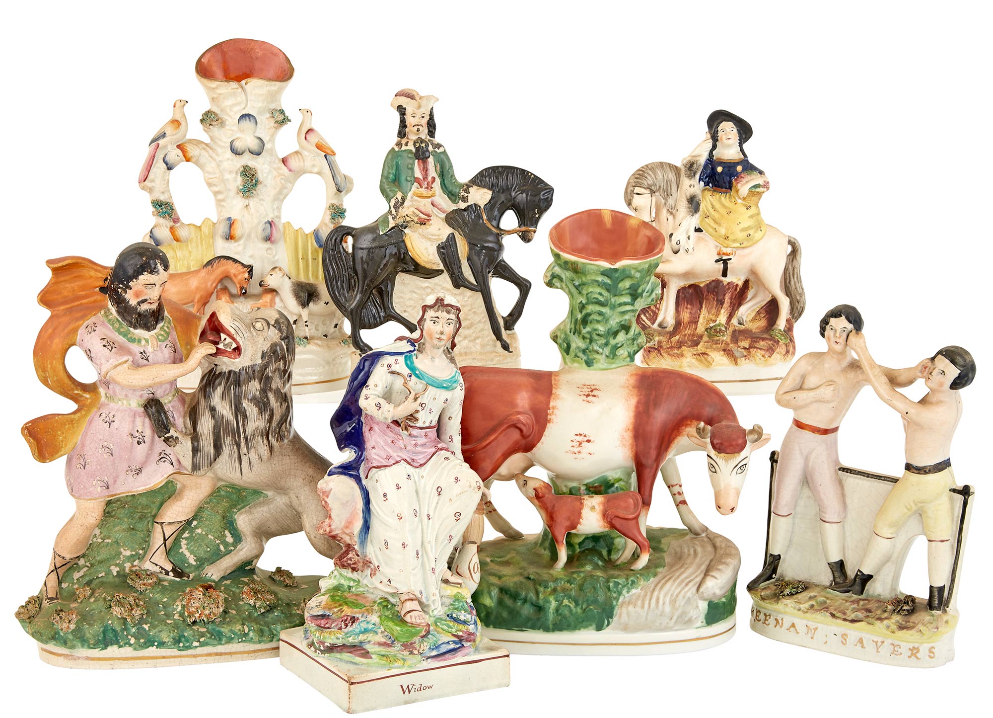 Lot image - Group of Staffordshire Pottery Figures and Ornaments