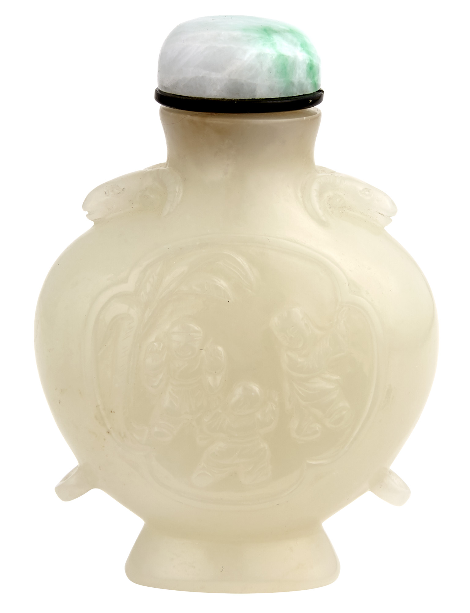 Lot image - Chinese White Jade Snuff Bottle