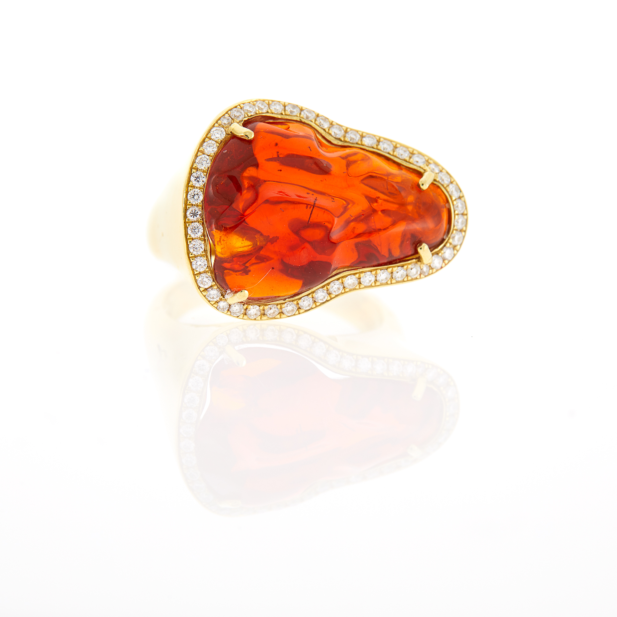 Lot image - Hubert Gold, Fire Opal and Diamond Ring