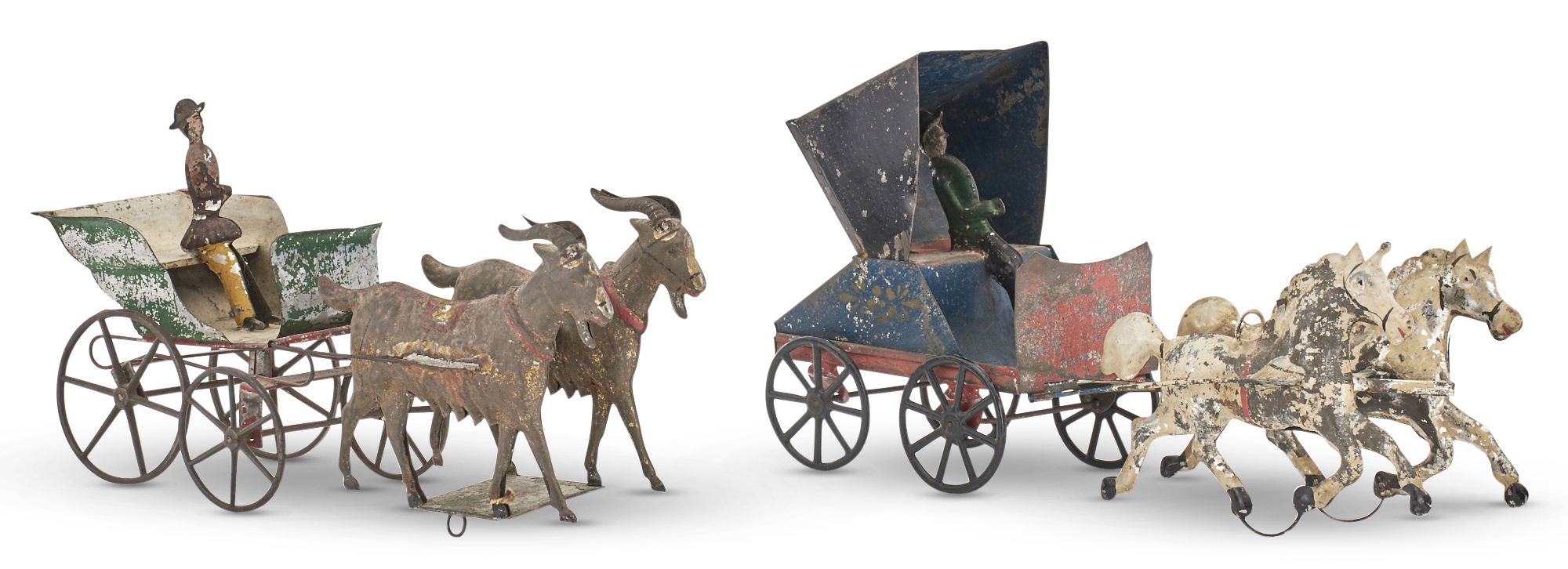 Lot image - Painted Tin Horse and Carriage