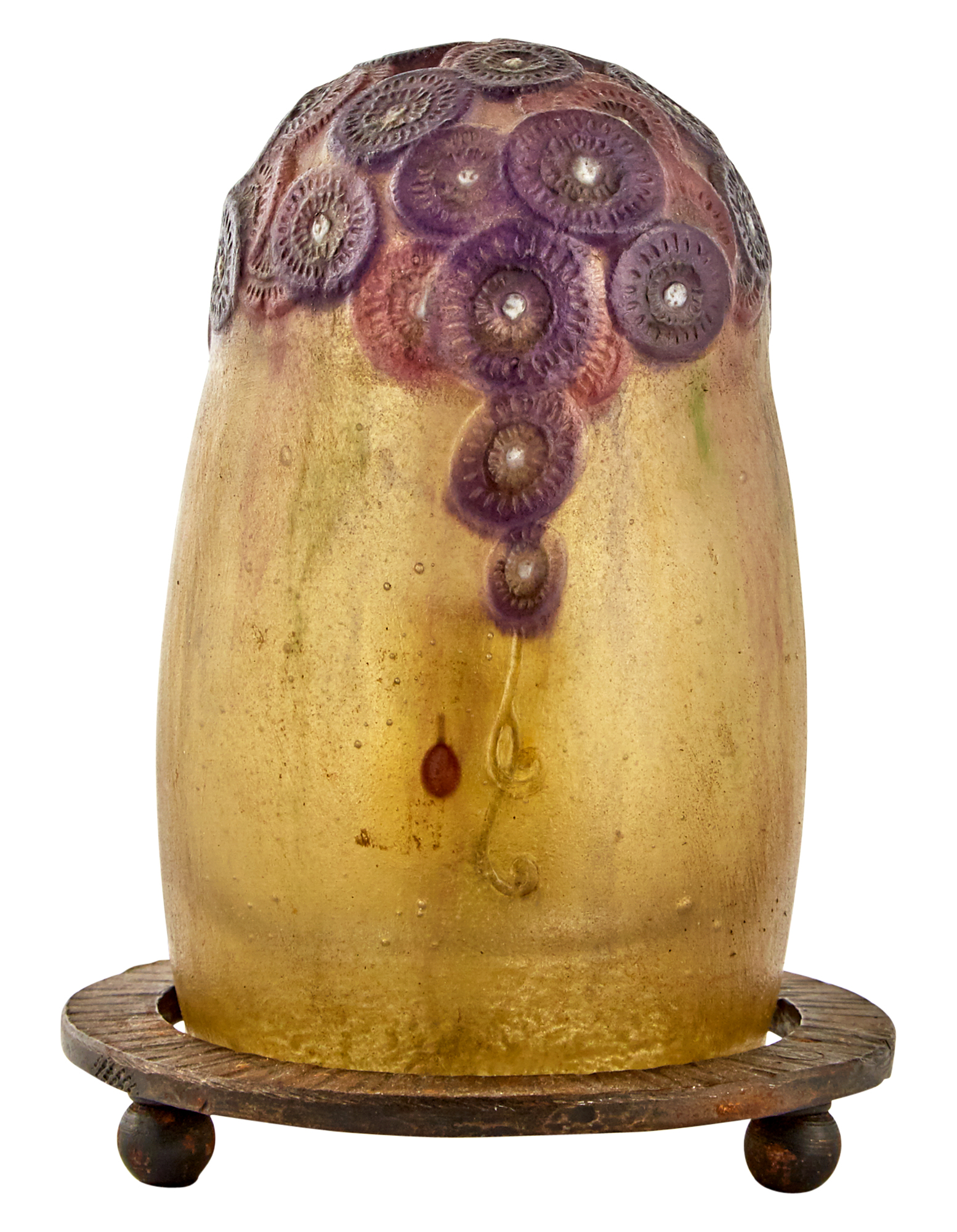 Lot image - Gabriel Argy Rousseau Art Deco Pâte-de-Verre and Iron Three Holes