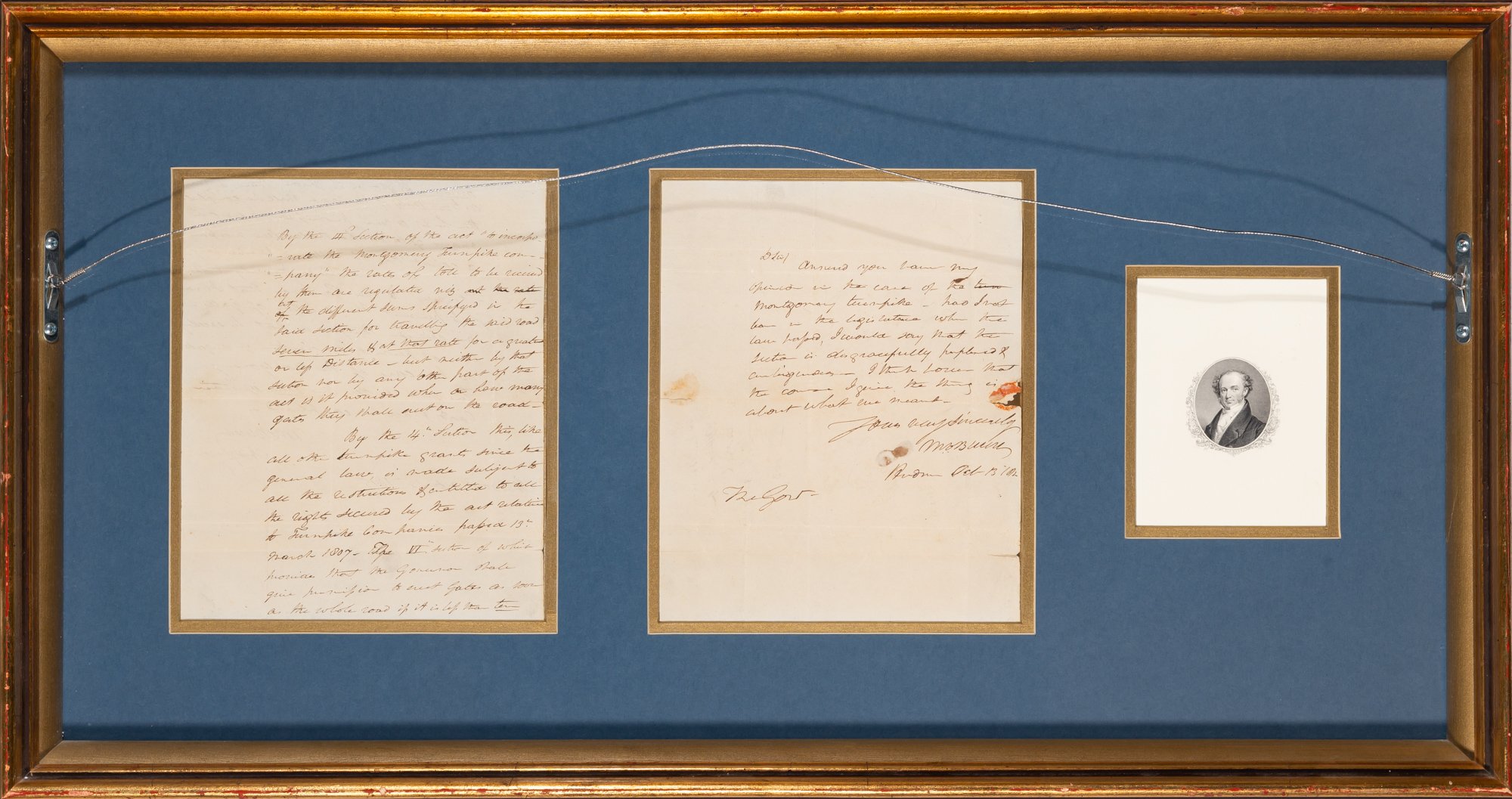 Lot image - VAN BUREN, MARTIN   Autograph letter to Governor Daniel Tompkins offering a legal opinion.