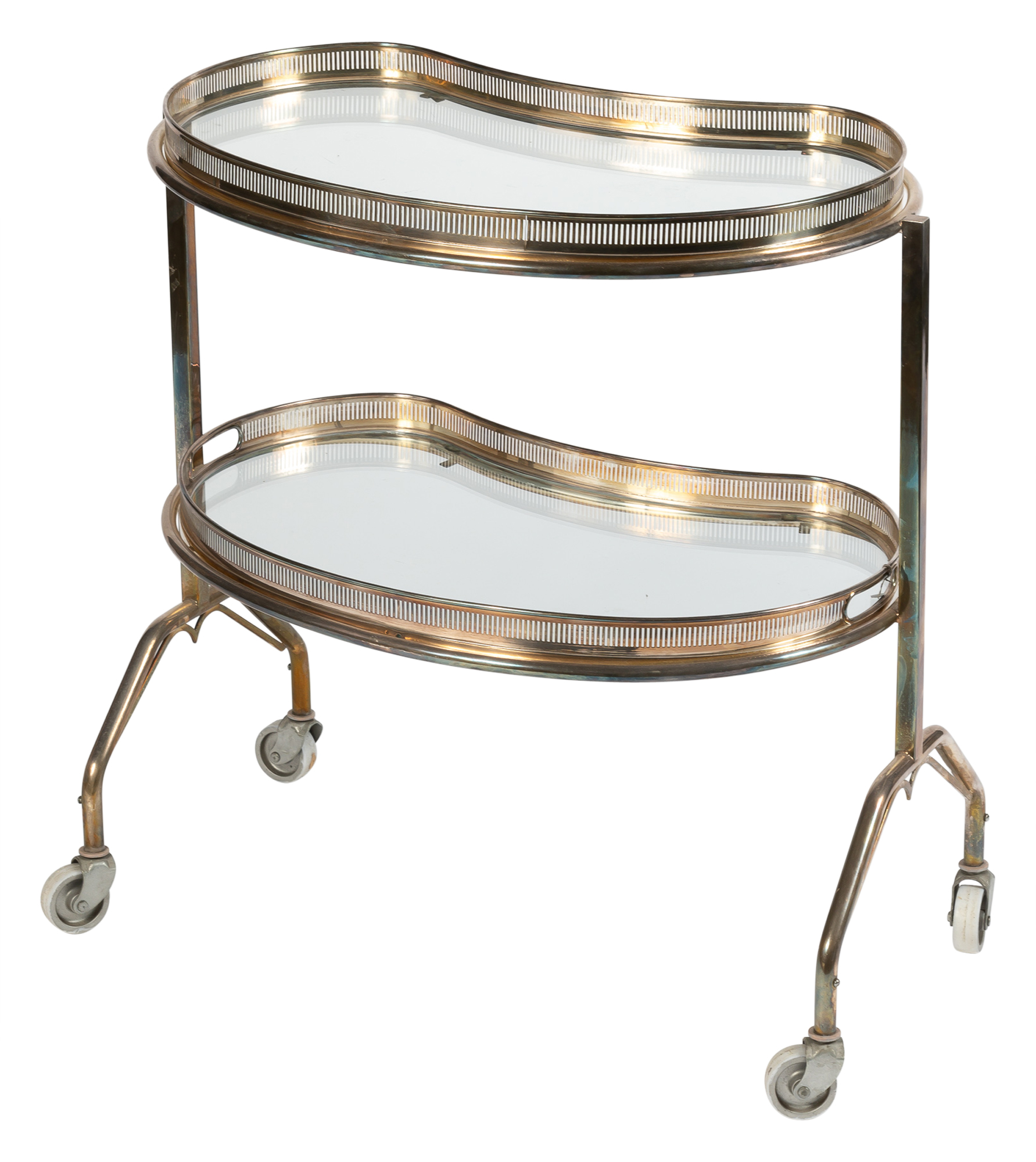 Lot image - Mid Century Nickel and Glass Bar Cart