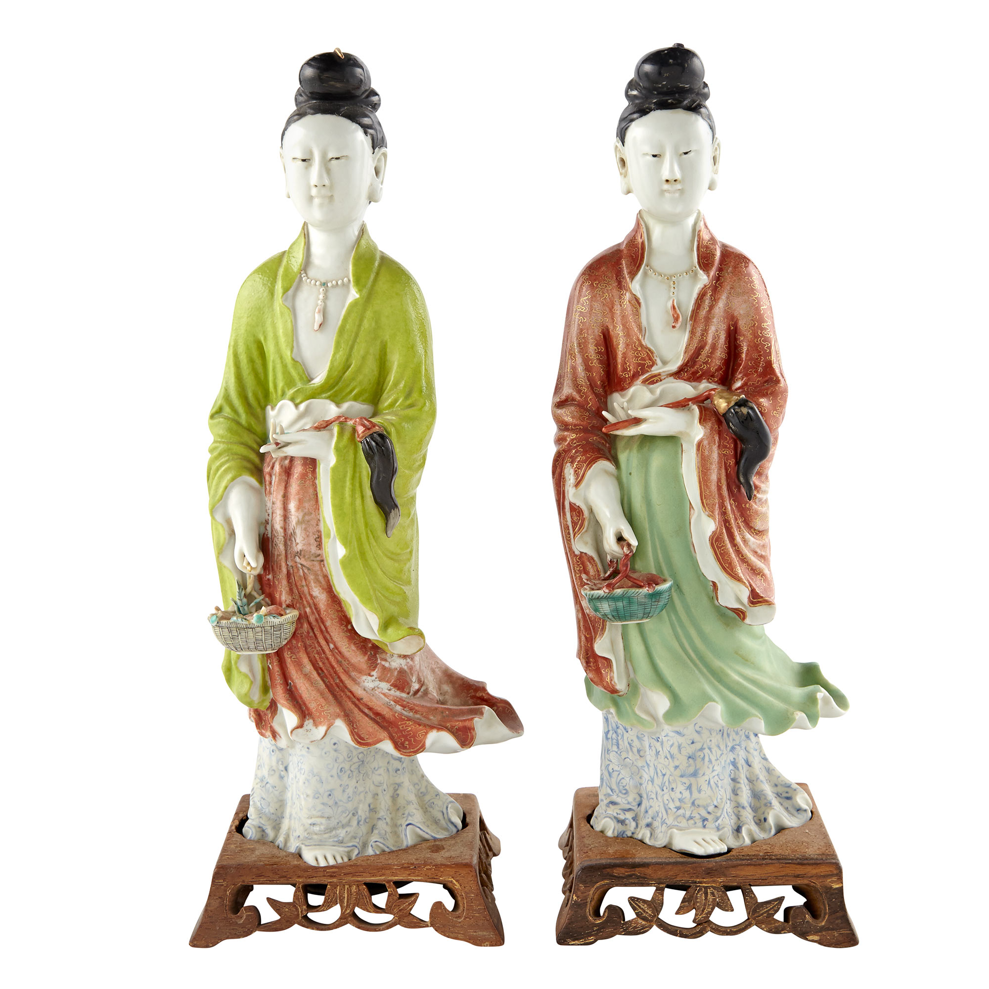 Lot image - Pair of Chinese Porcelain Figures of Meirin