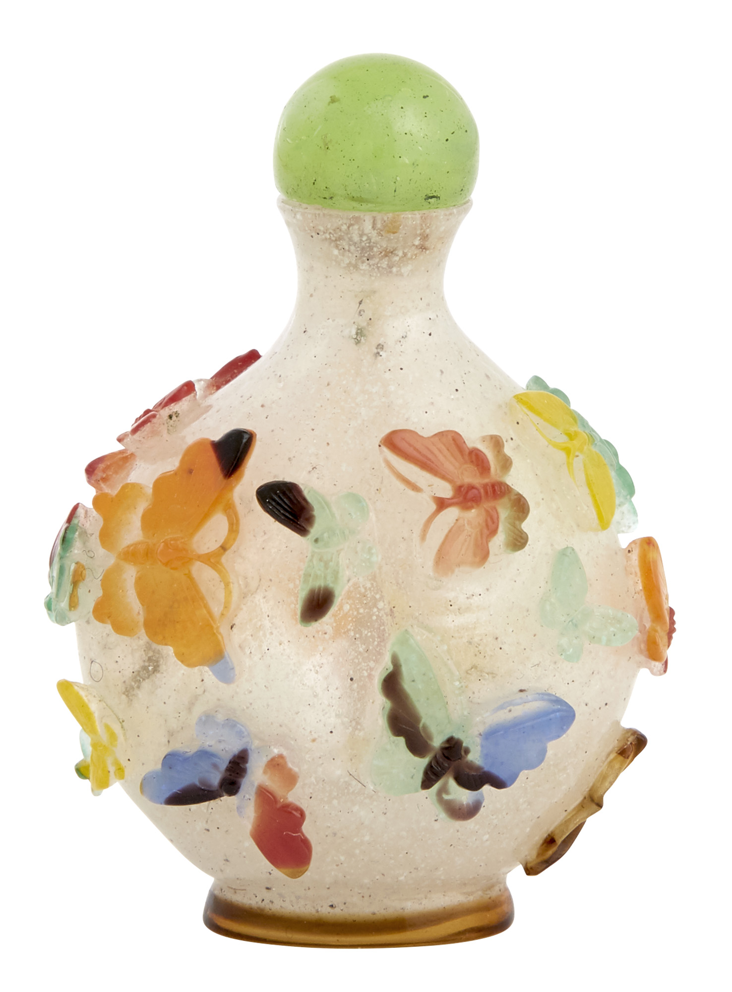 Lot image - Chinese Multi-Color Overlay Glass Snuff Bottle