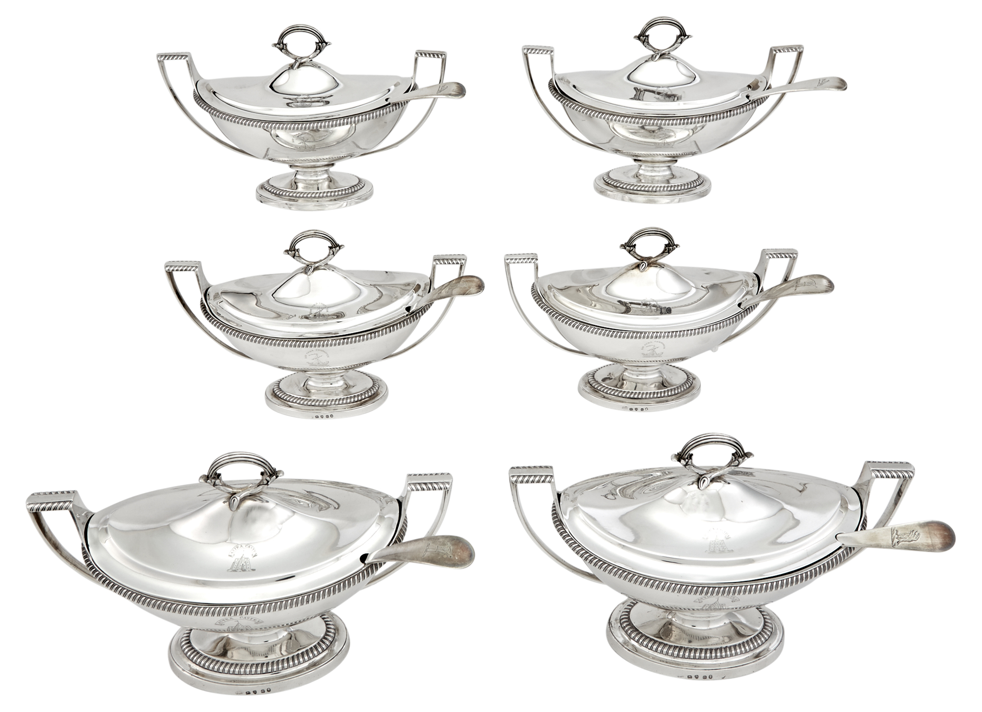 Lot image - Set of Six George III Sterling Silver Sauce Tureens