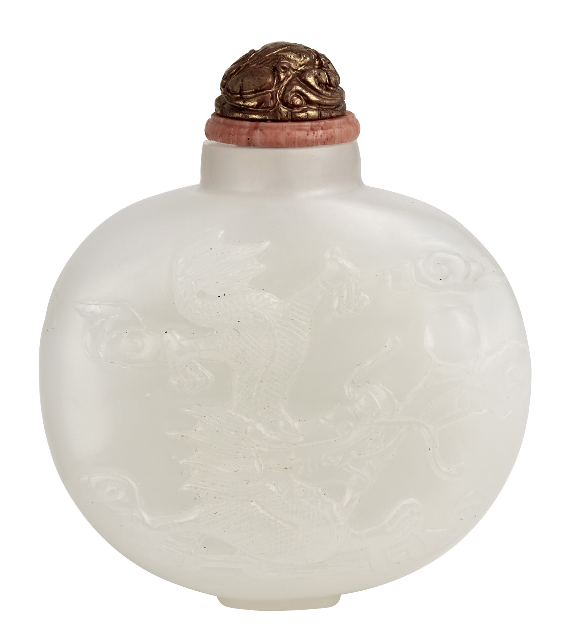 Lot image - Chinese White Jade Snuff Bottle