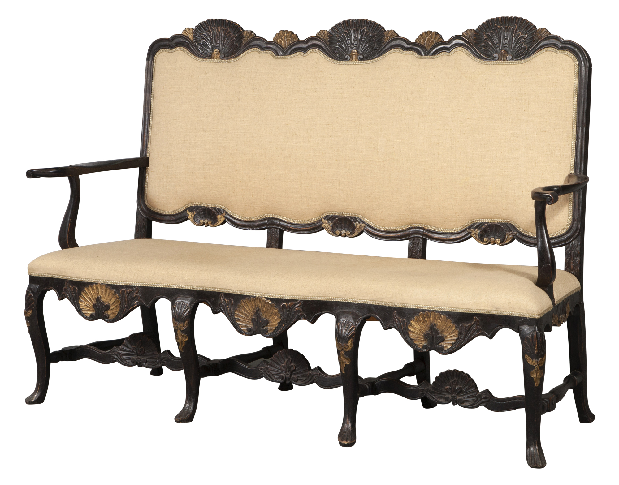 Lot image - Portugese Rococo Style Parcel-Gilt Settee