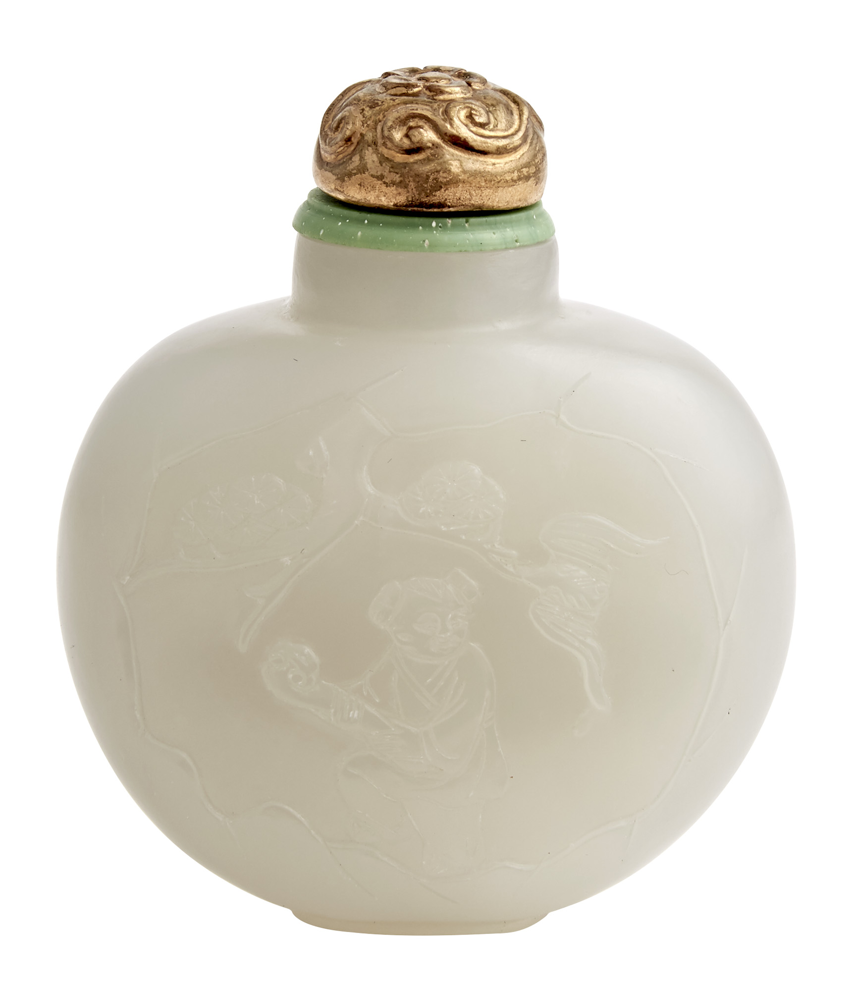 Lot image - Chinese Pale Celadon Jade Snuff Bottle