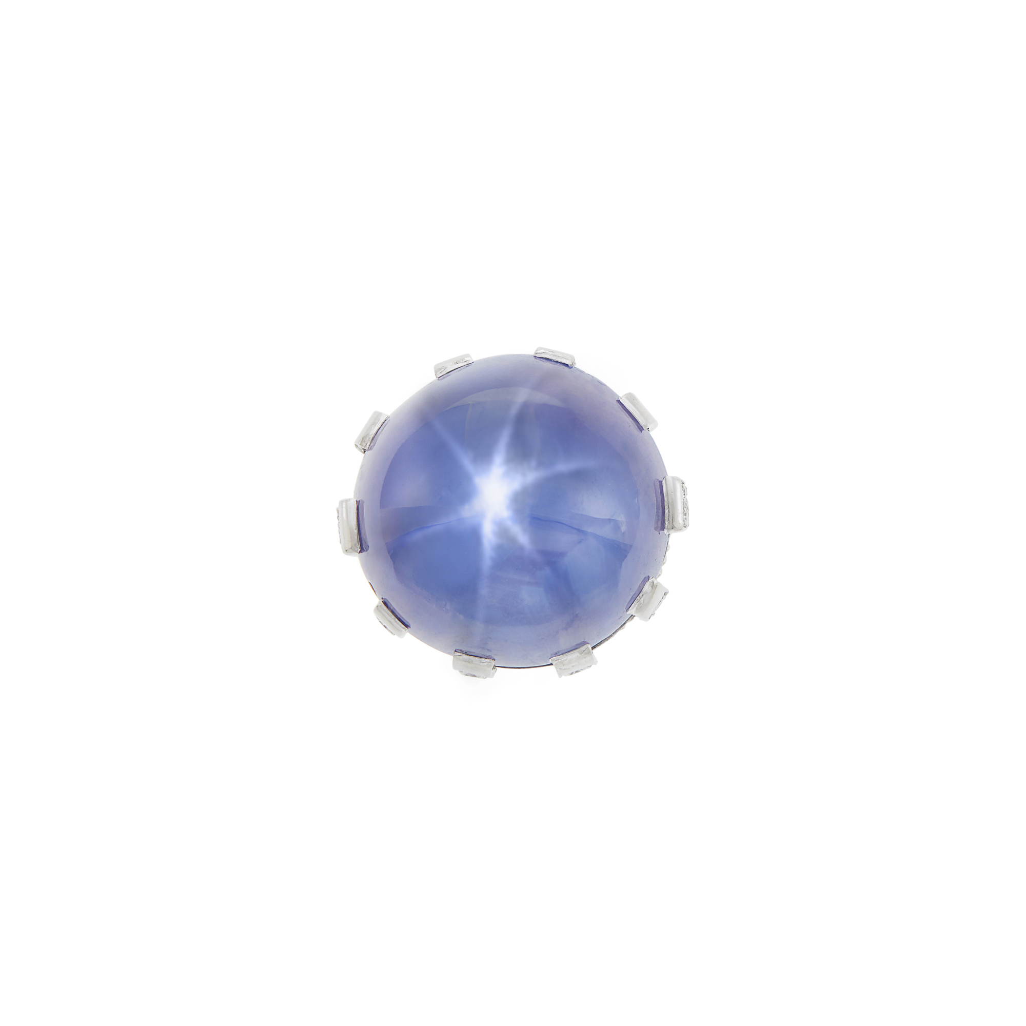 Lot image - Mauboussin Paris Platinum, Star Sapphire and Diamond Ring