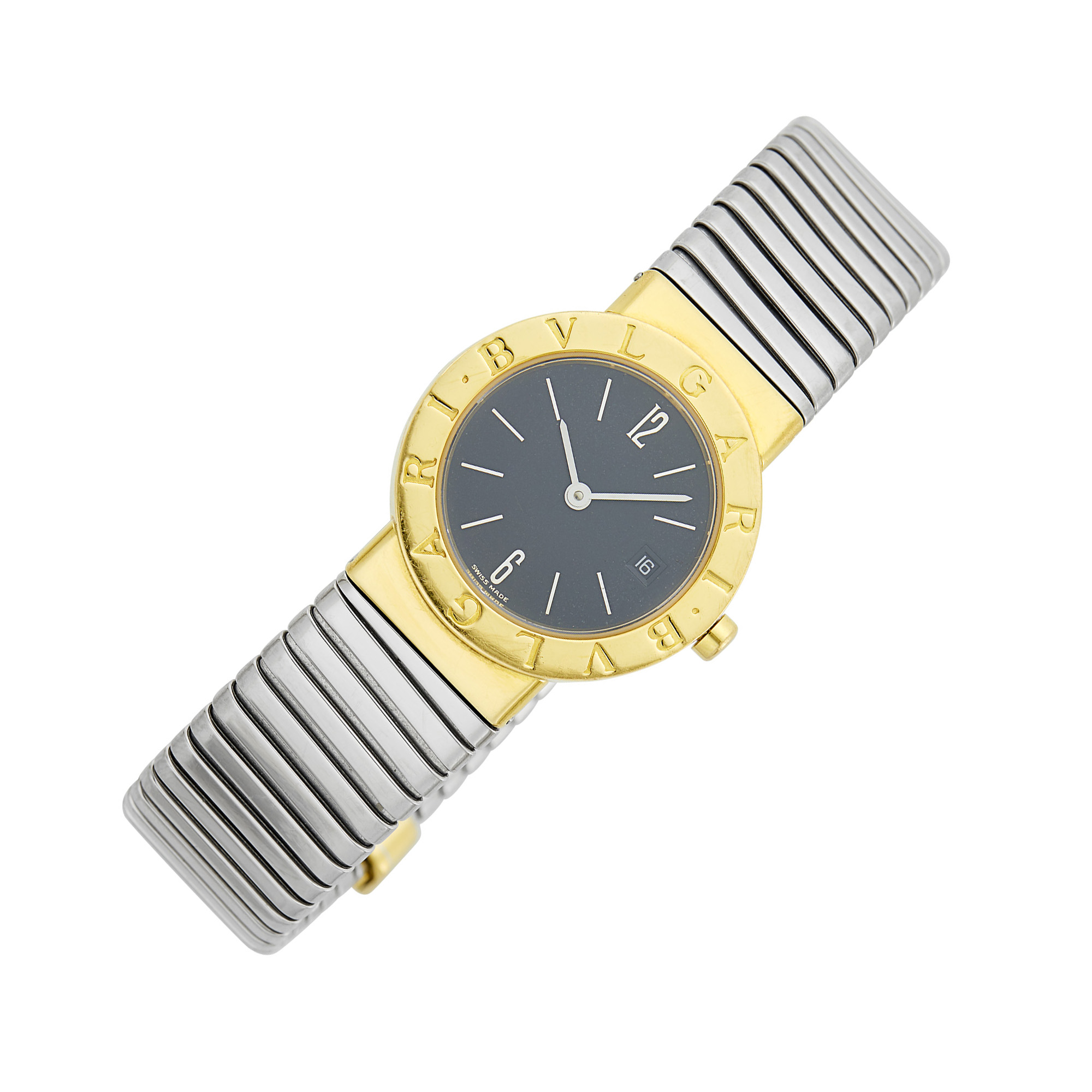 Lot image - Bulgari Stainless Steel and Gold Tubogas Slide Wristwatch
