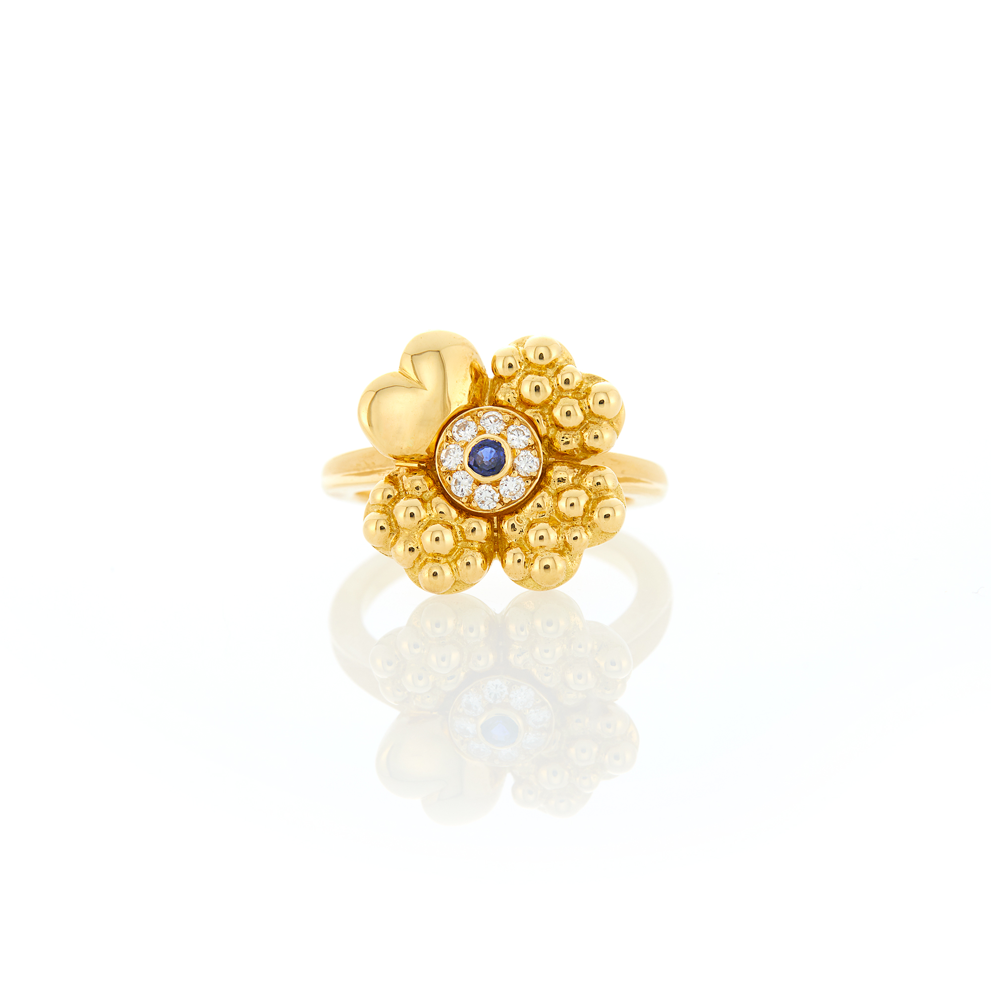 Lot image - Fred Gold, Sapphire and Diamond Flower Ring, France