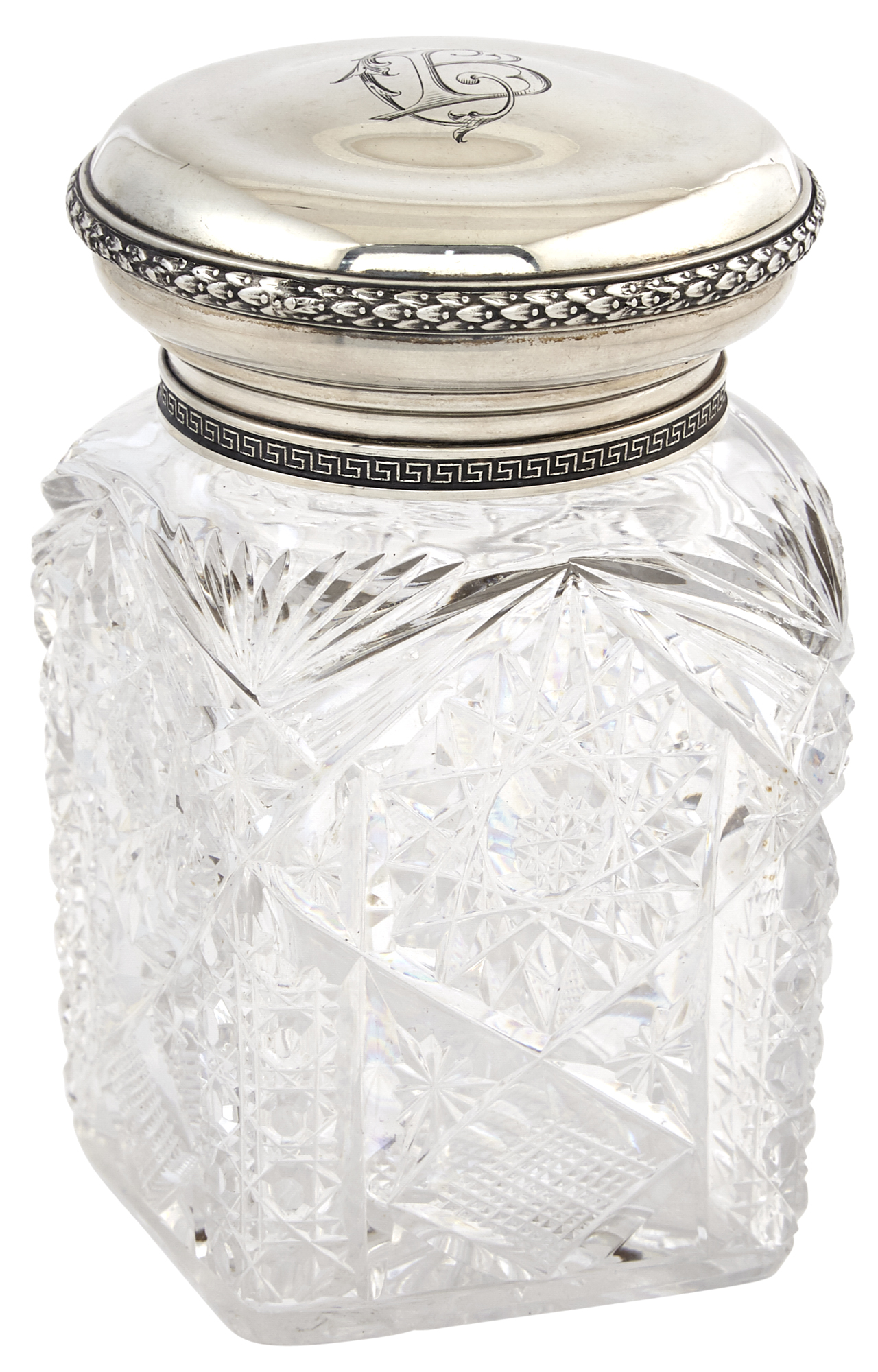 Lot image - Russian Parcel-Gilt Silver-Mounted Cut Glass Tea Caddy