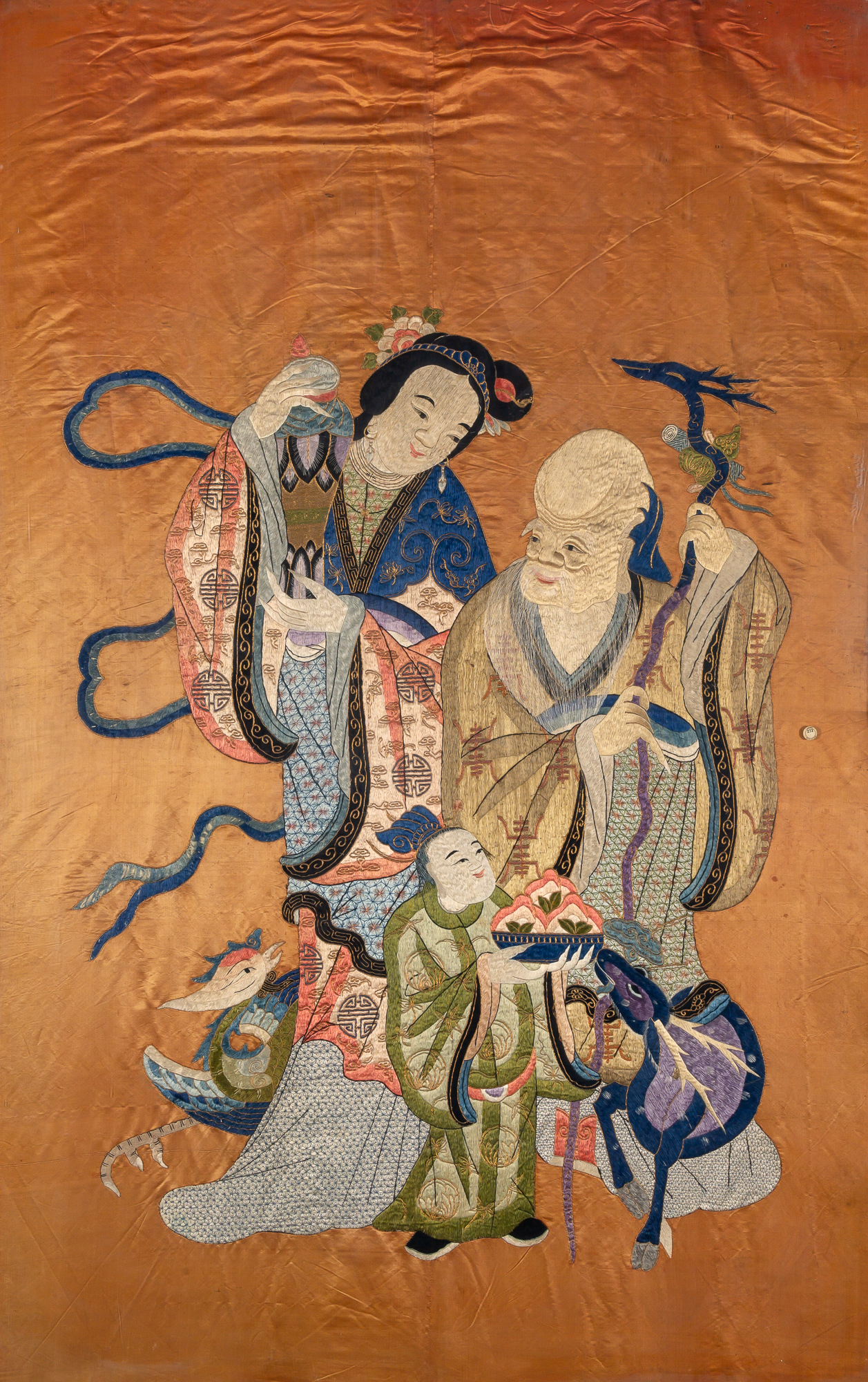 Lot image - An Exceptionally Large Chinese Silk Embroidery