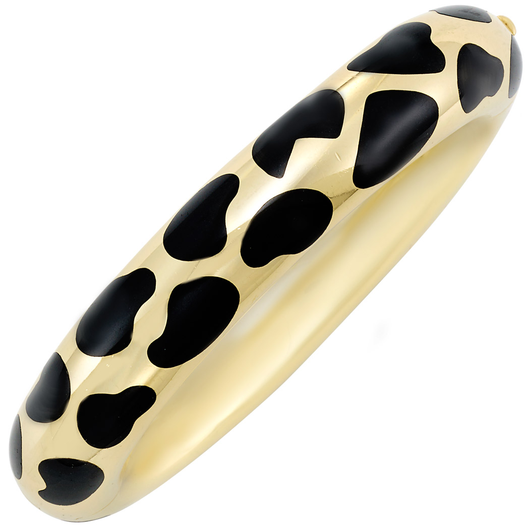 Lot image - Gold and Black Onyx Bangle Bracelet, Tiffany & Co.