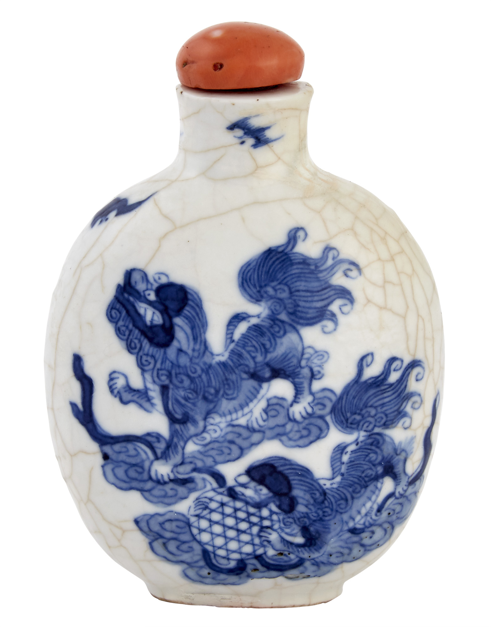 Lot image - Chinese Blue and White Glazed Porcelain Snuff Bottle