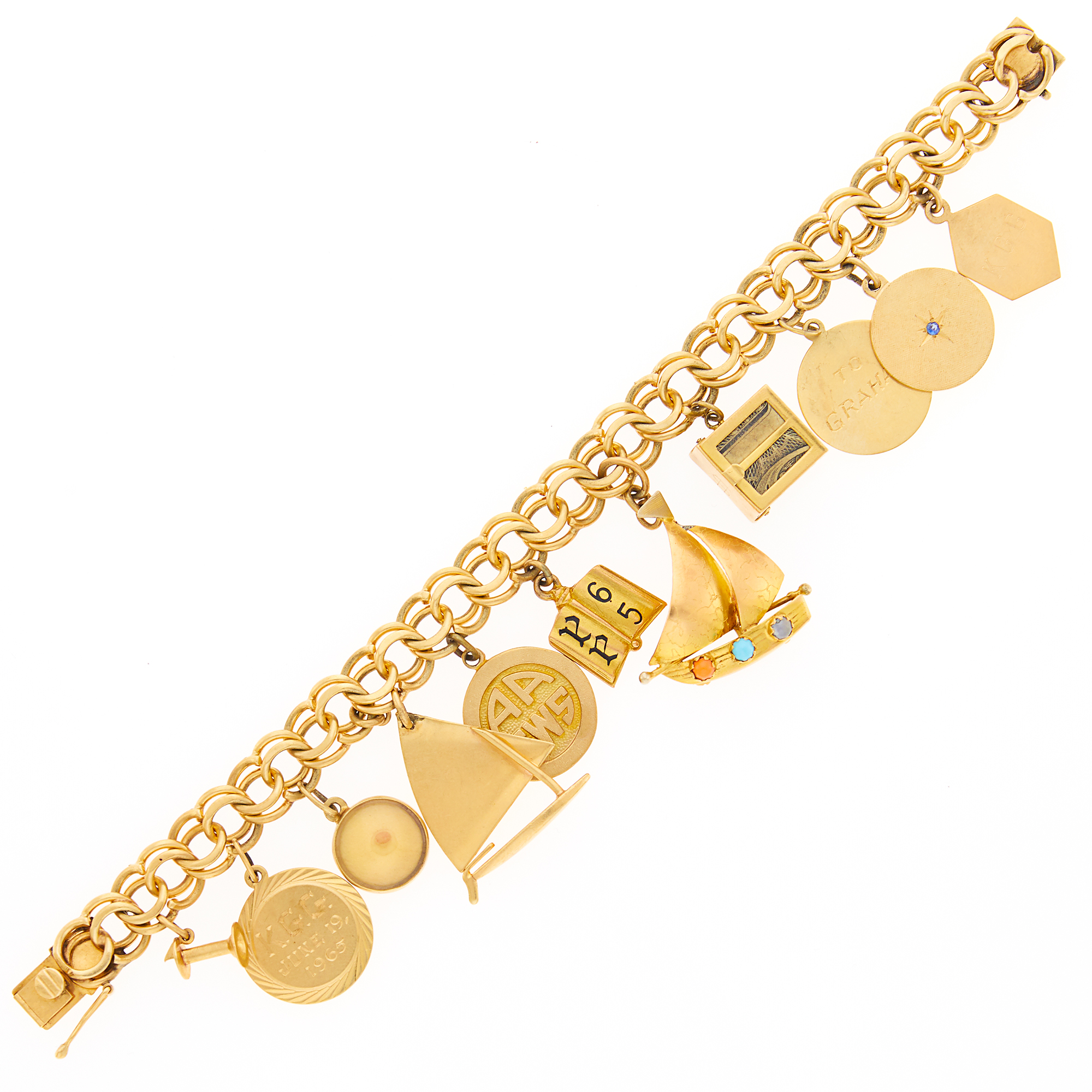 Lot image - Gold and Low Karat Gold Charm Bracelet