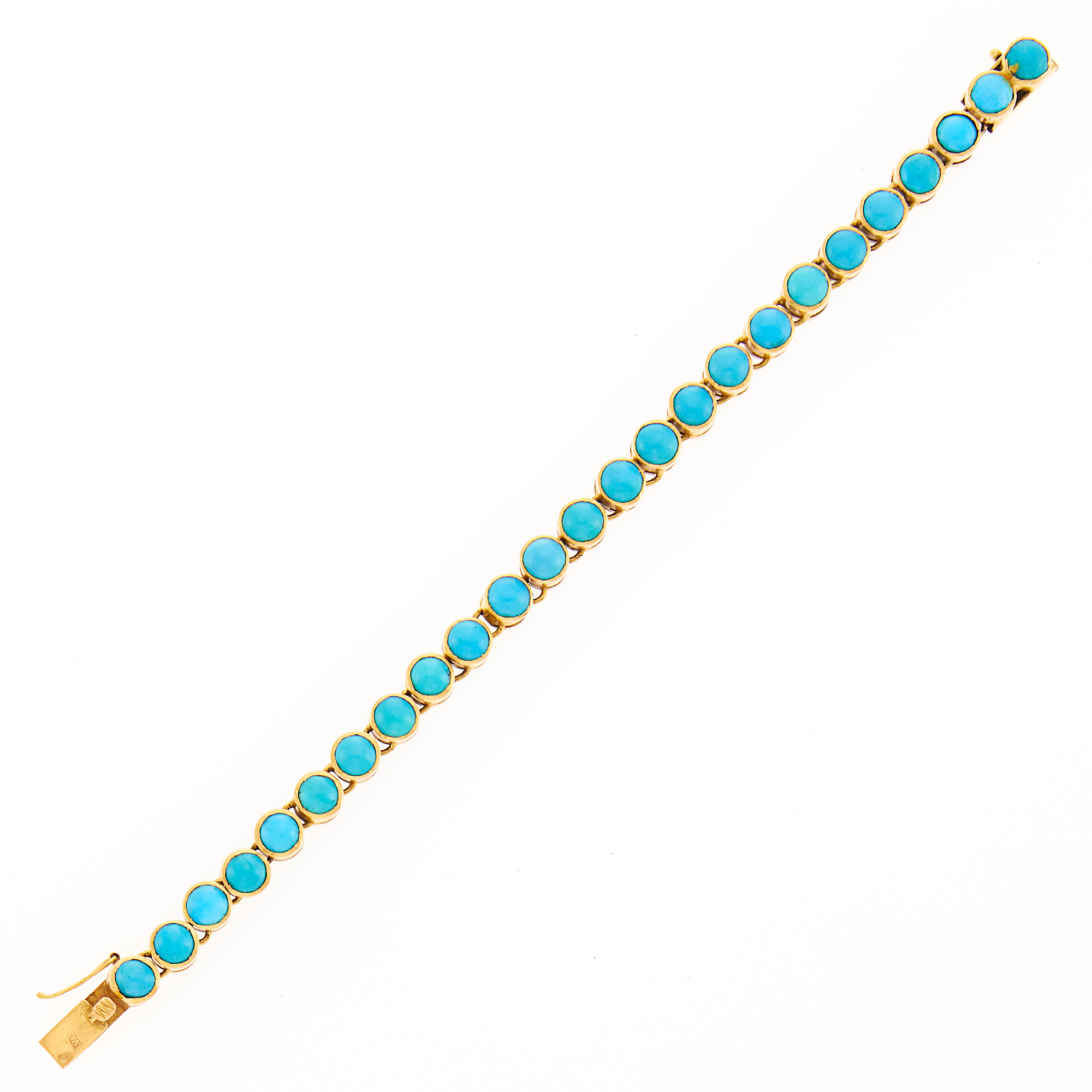 Lot image - Low Karat Gold and Turquoise Bracelet