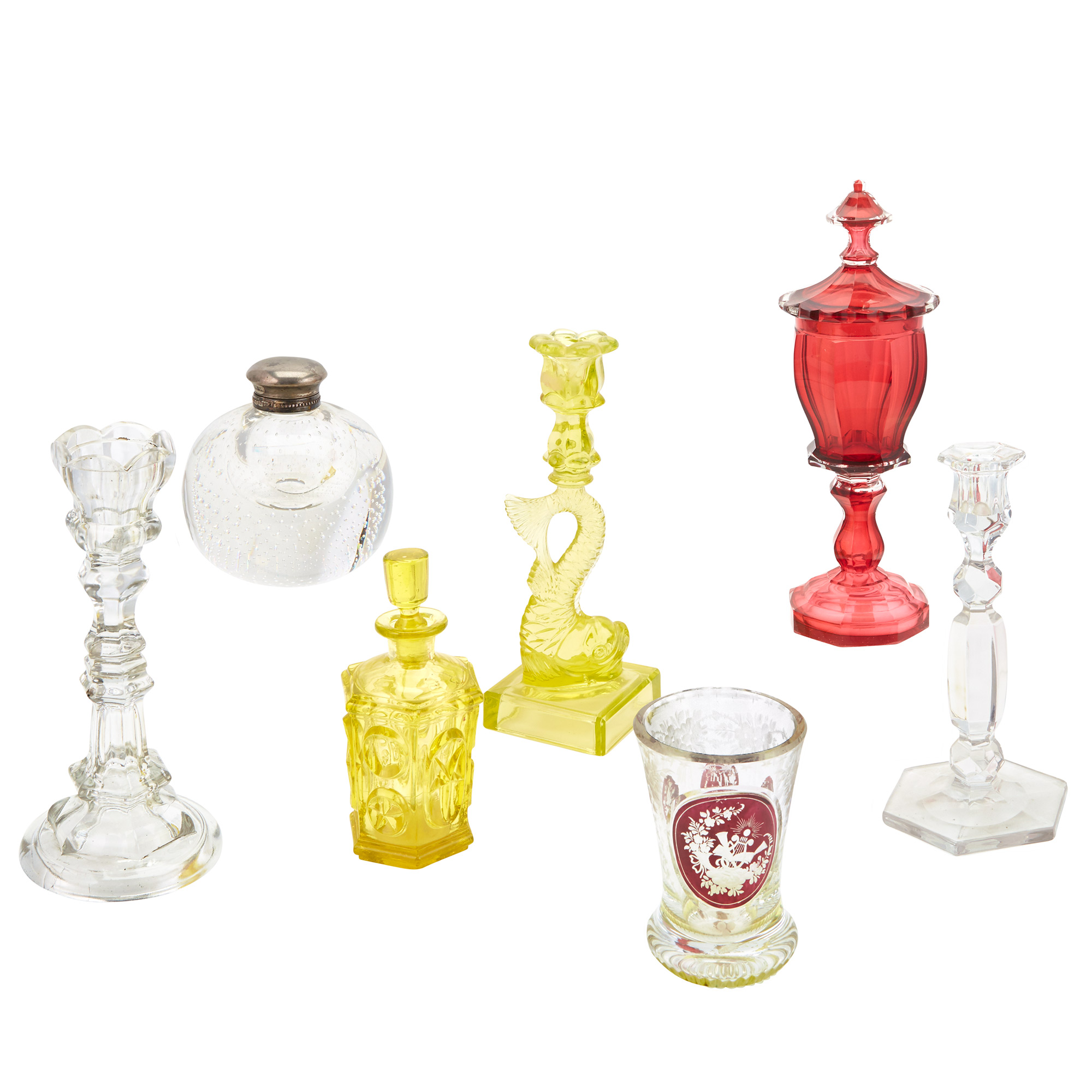 Lot image - Group of Pressed and Cut Glass Table Articles