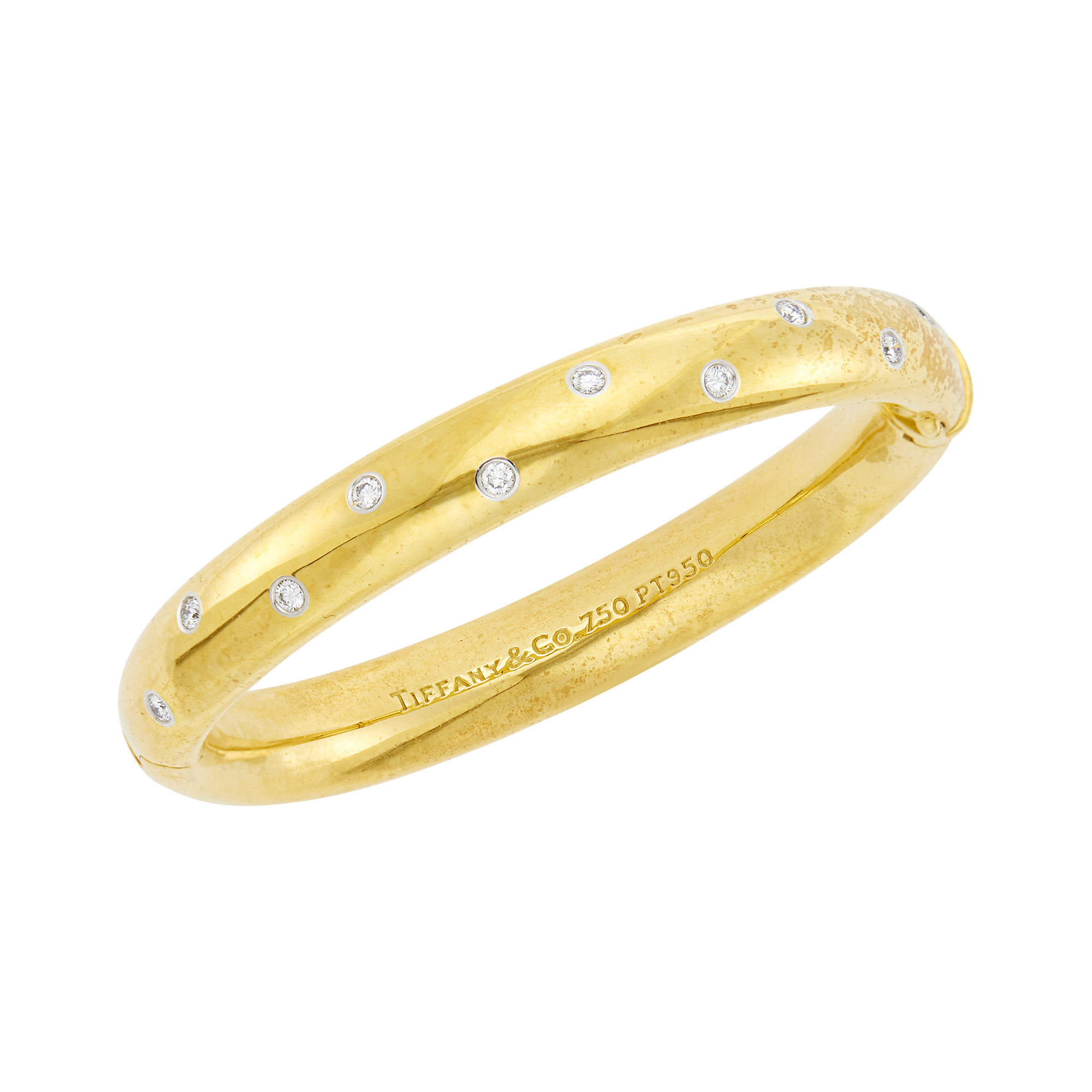 Lot image - Tiffany & Co. Gold, Platinum and Diamond Étoile Bangle Bracelet