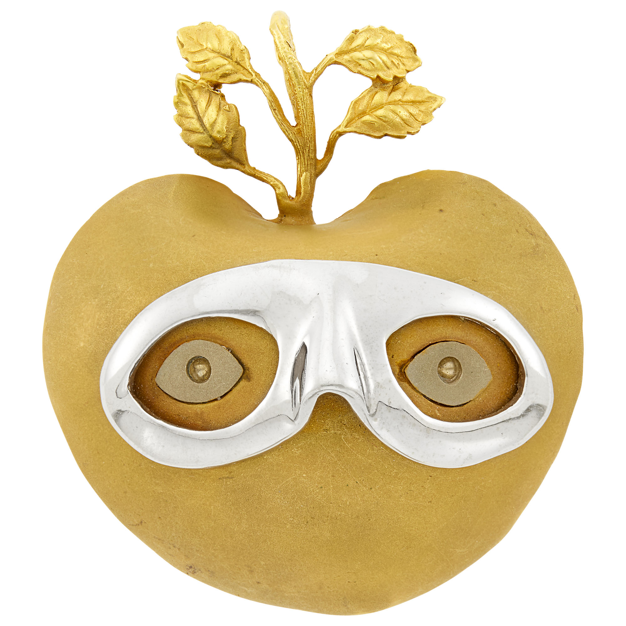 Lot image - Eric de Kolb Two-Color Gold Mask Pendant